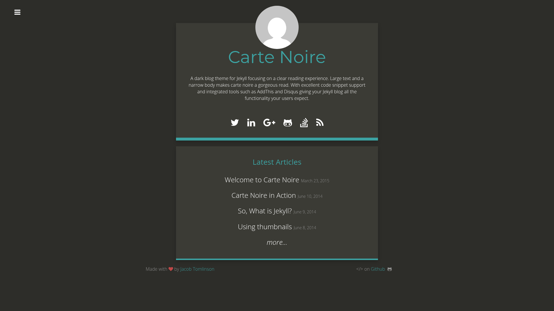 screenshot of Carte Noire on template0.com