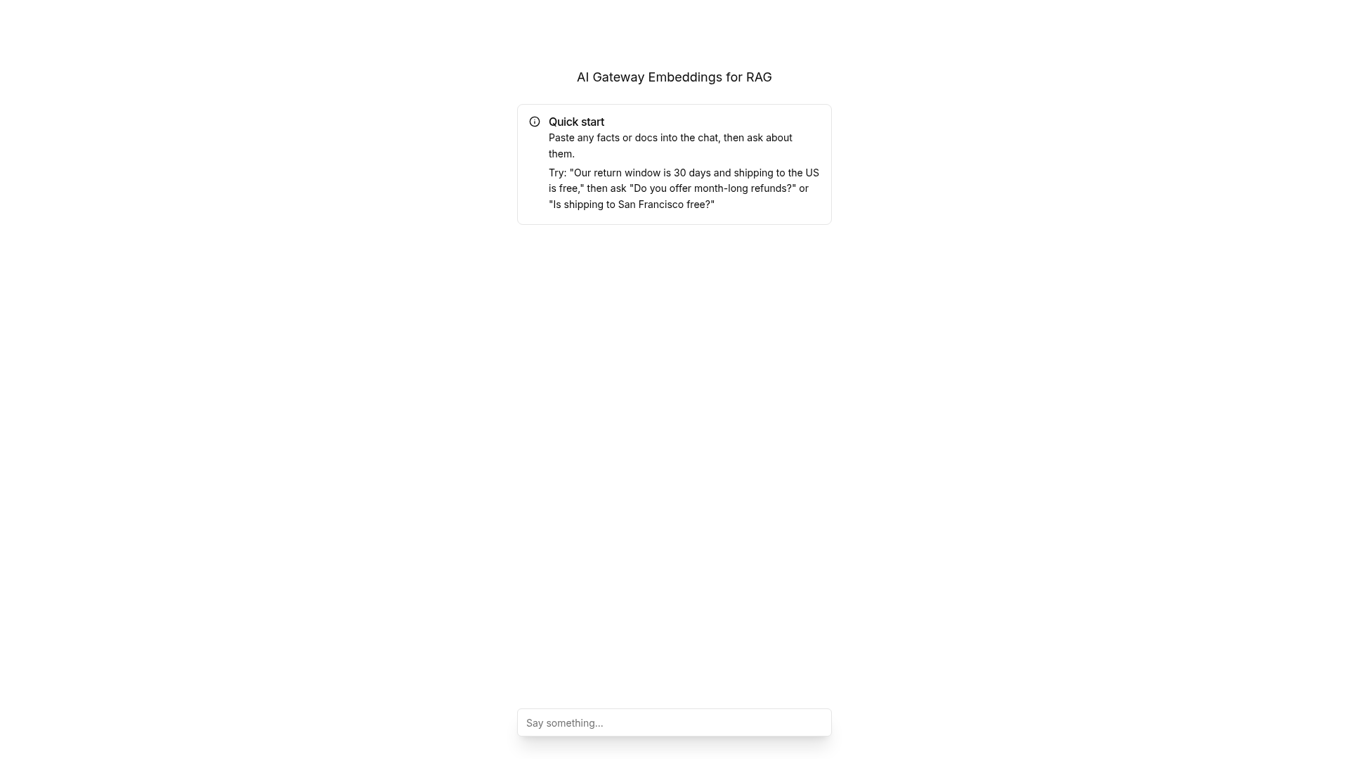 screenshot of Vercel AI Gateway Embeddings Demo on template0.com