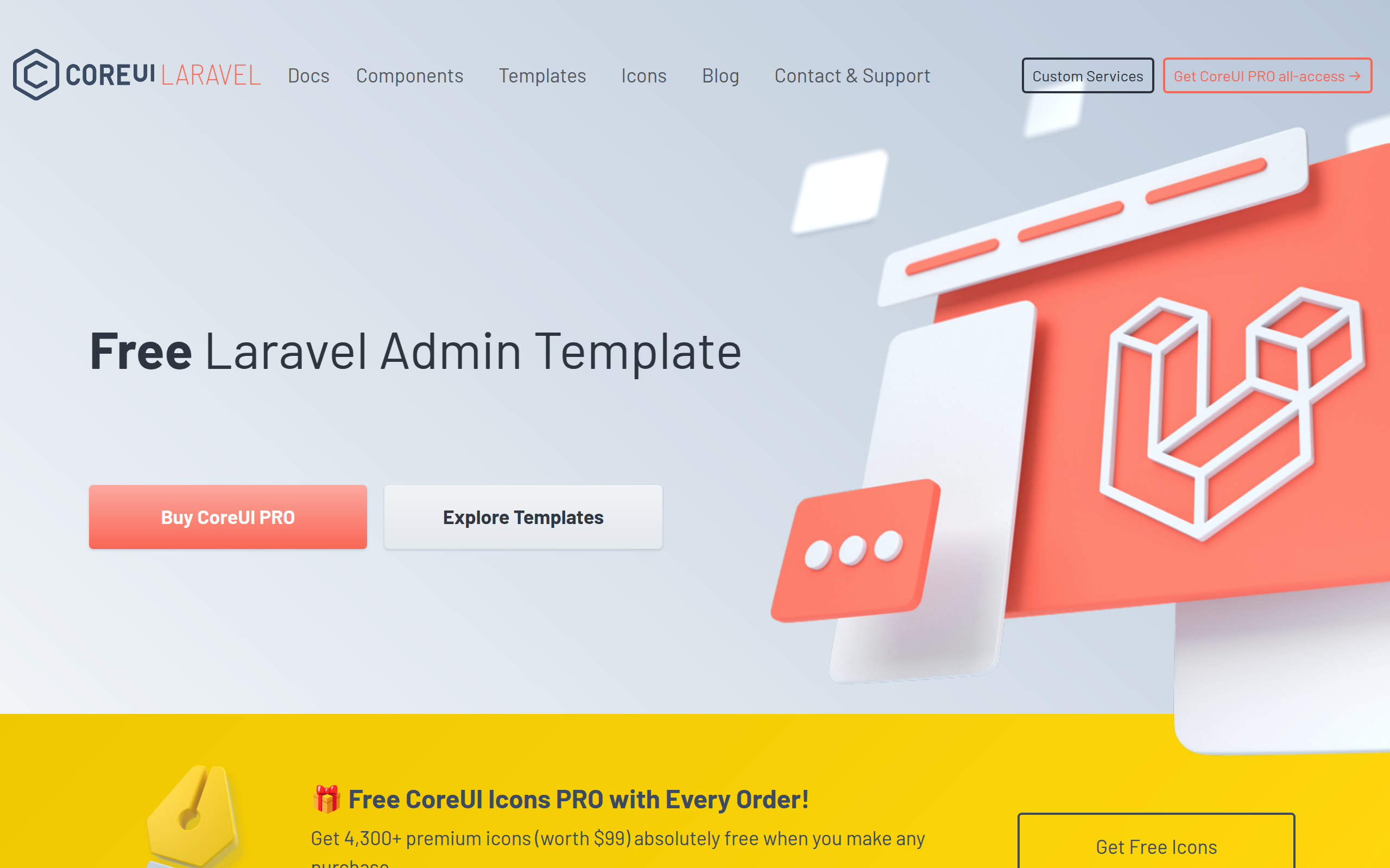 CoreUI Free Laravel Admin Template preview