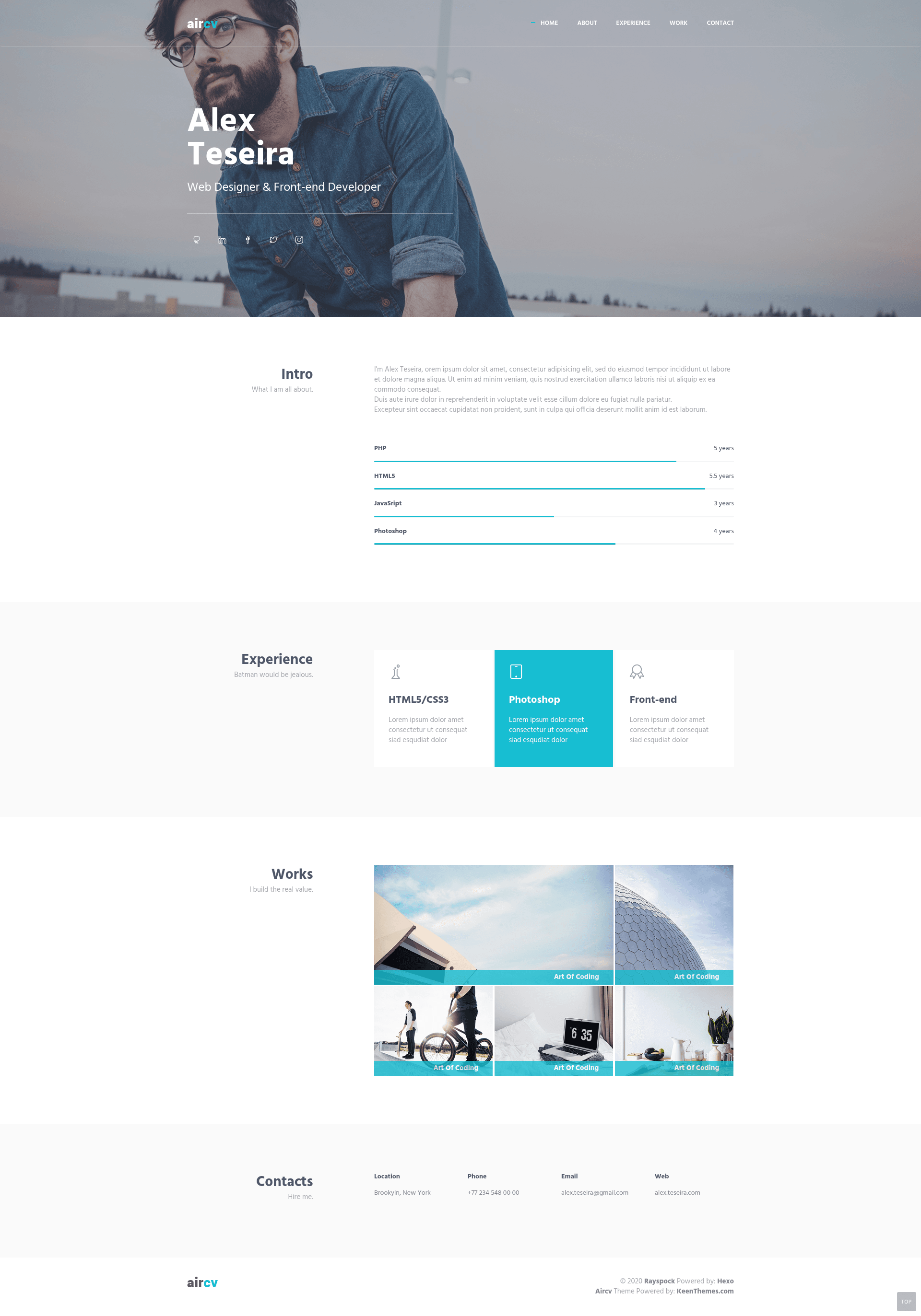screenshot of Hexo Theme Aircv on template0.com