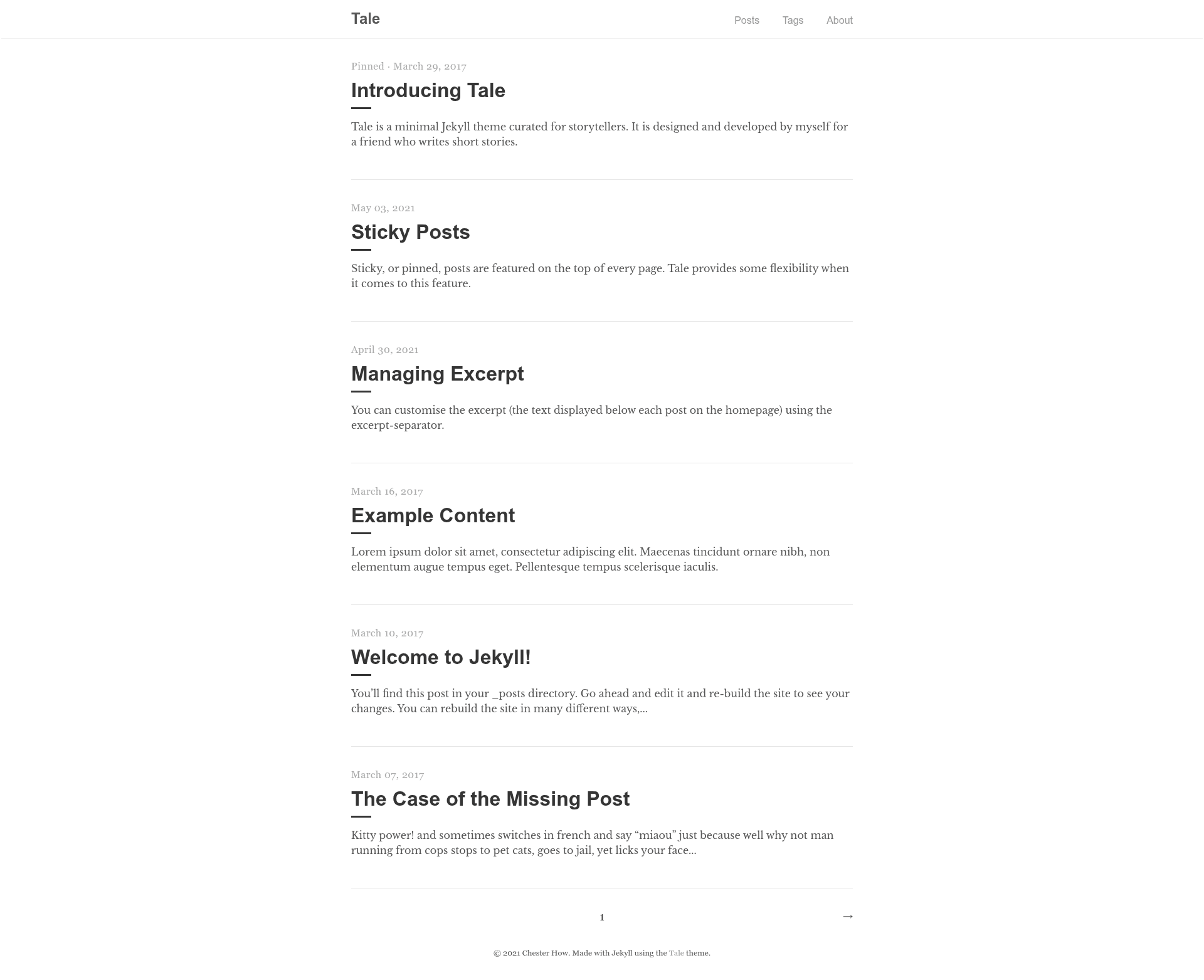 screenshot of Tale on template0.com