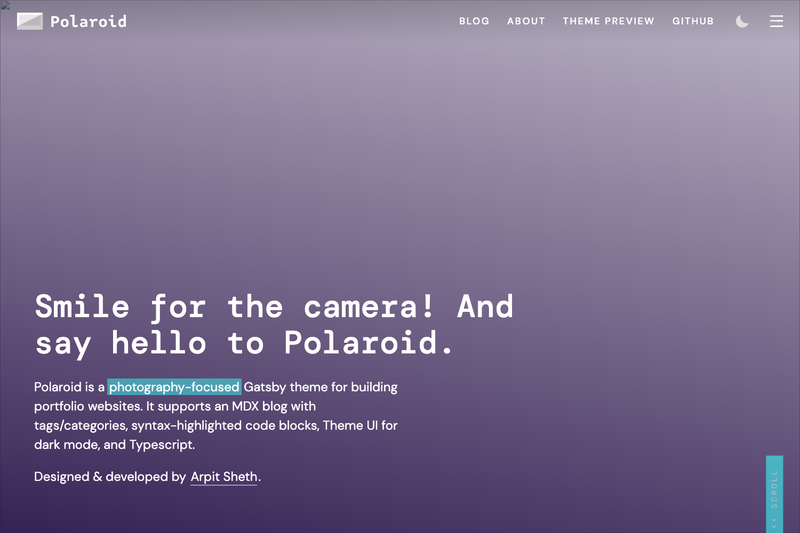 Image for Gatsby Theme Polaroid on template0.com
