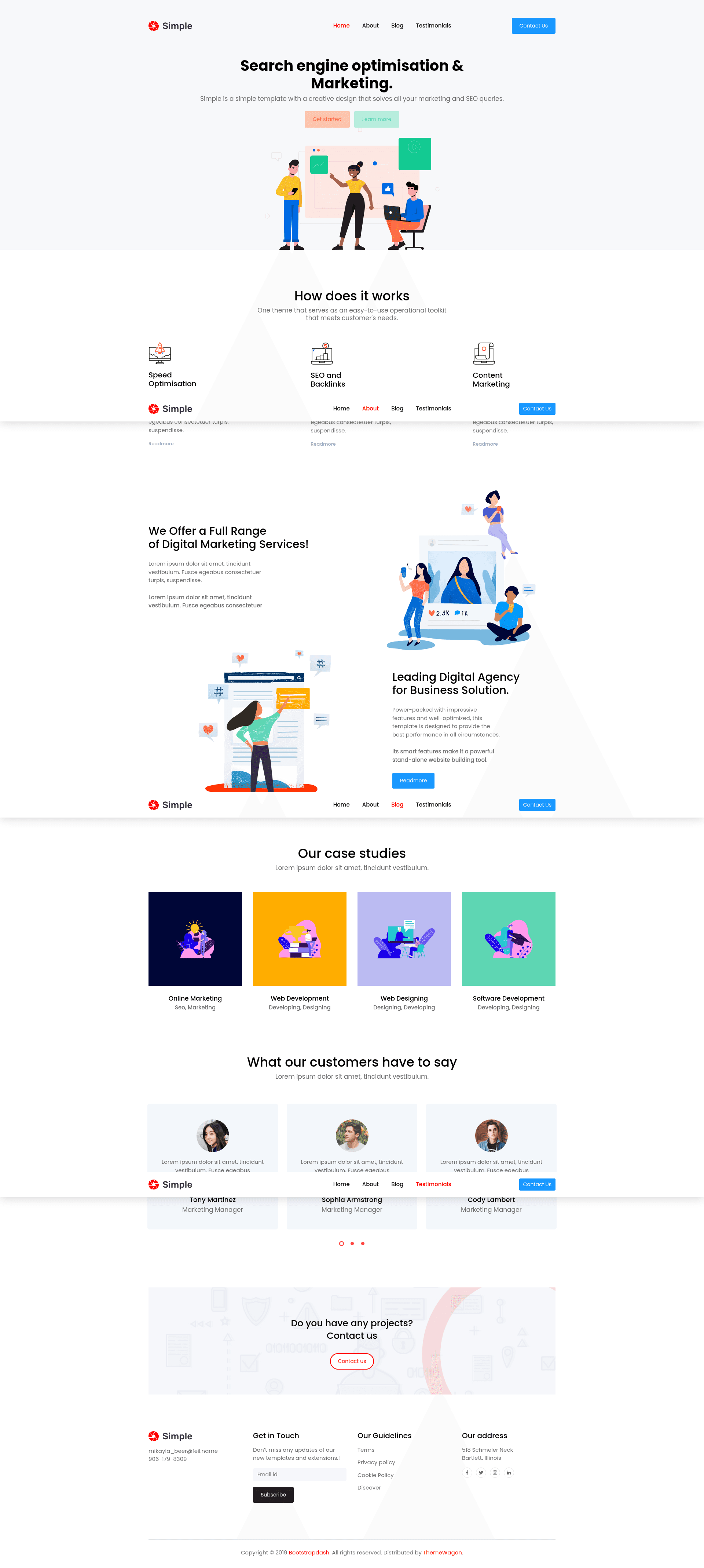 screenshot of Simple – Free Bootstrap 5 Landing Page Template on template0.com