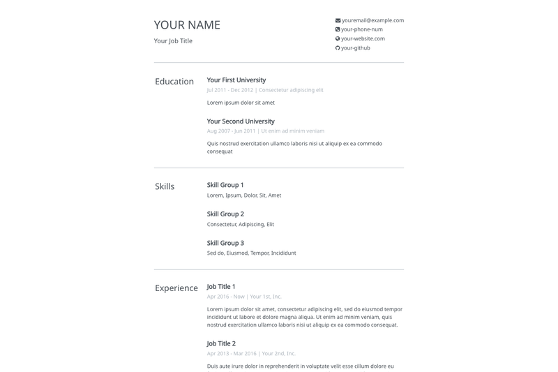 Image for Crisp Minimal Résumé on template0.com
