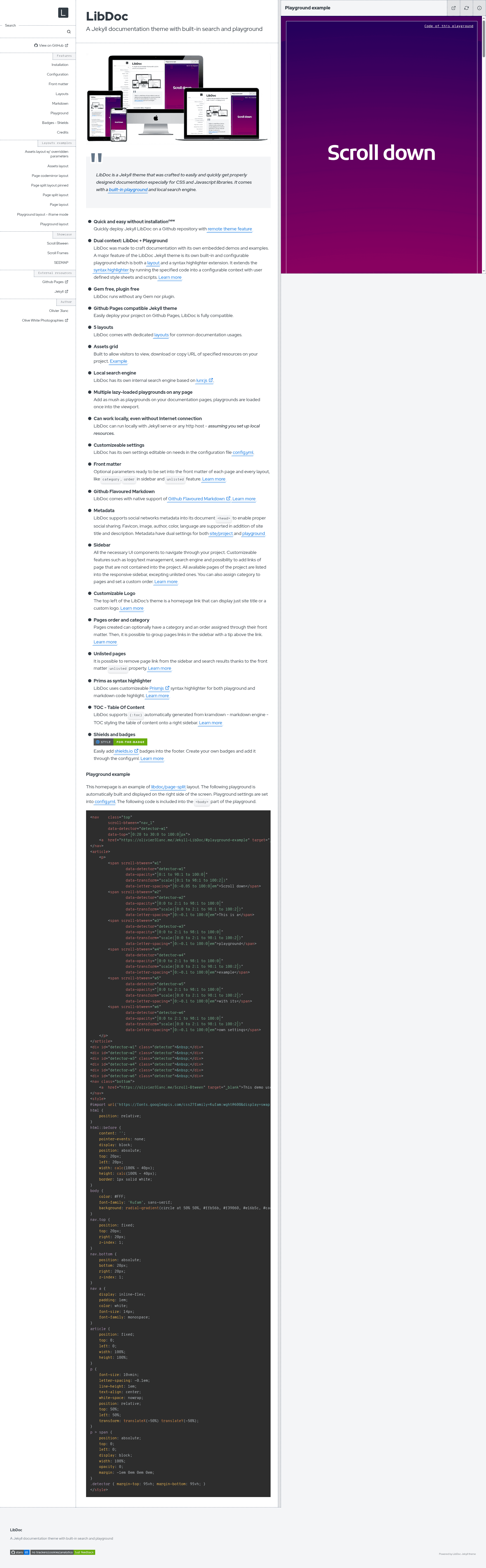 screenshot of Jekyll LibDoc on template0.com