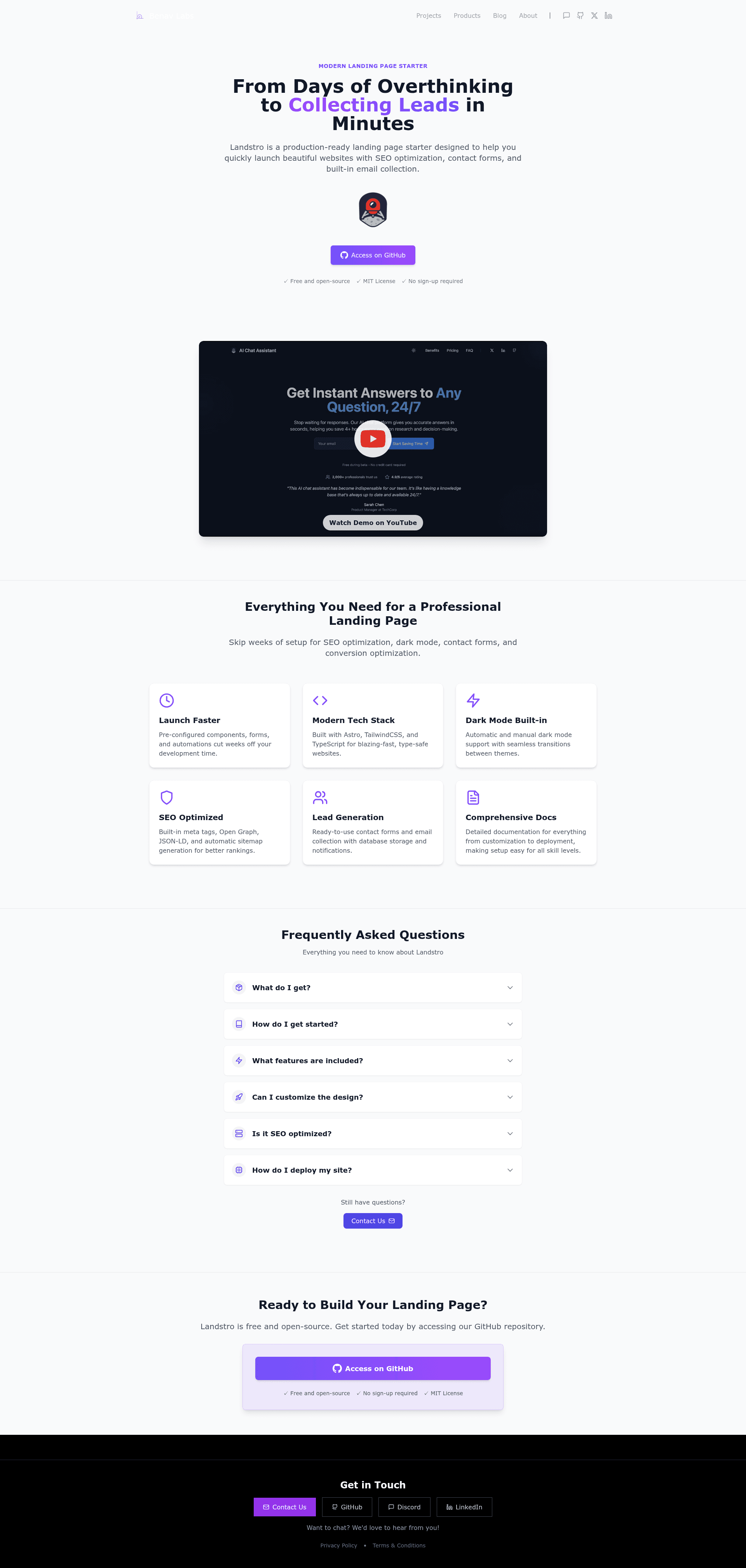 screenshot of Landstro on template0.com