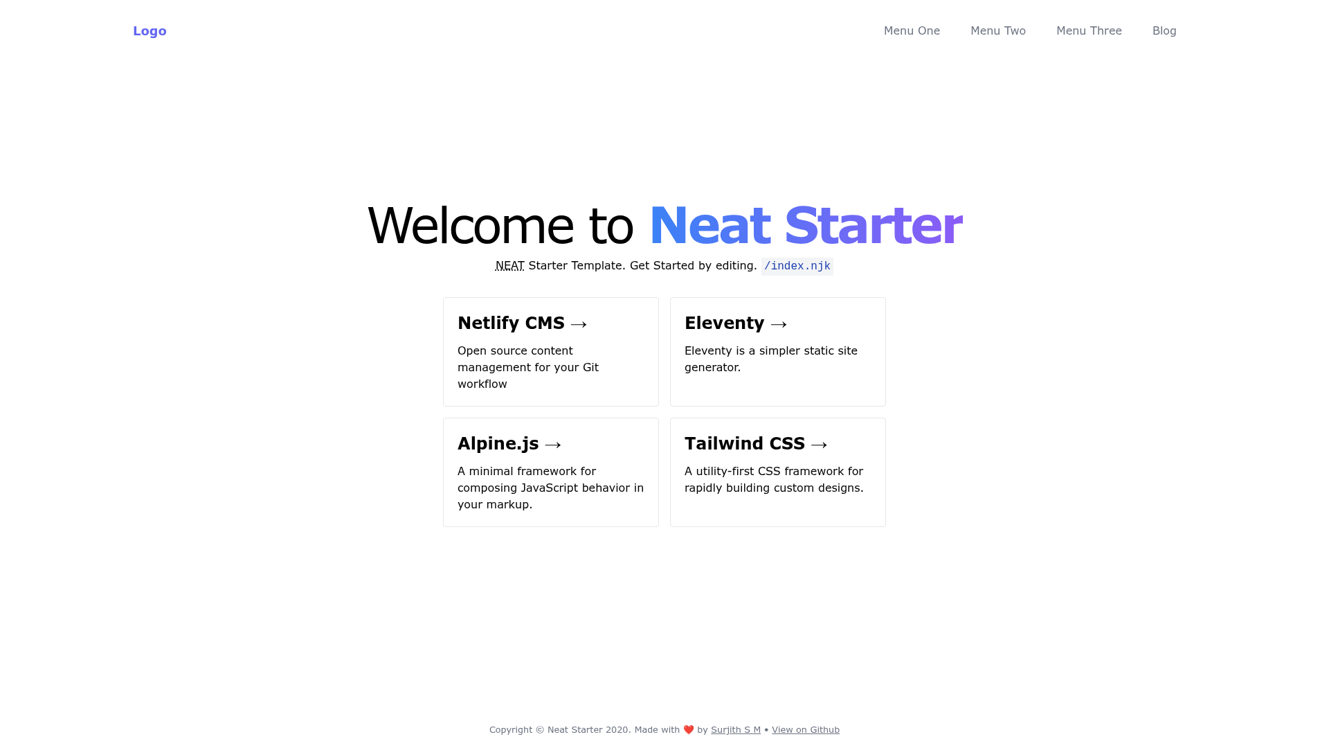 screenshot of Neat Starter on template0.com