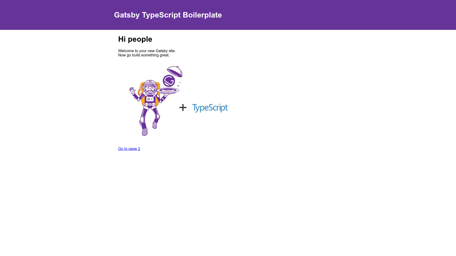 screenshot of Gatsby TypeScript Boilerplate on template0.com