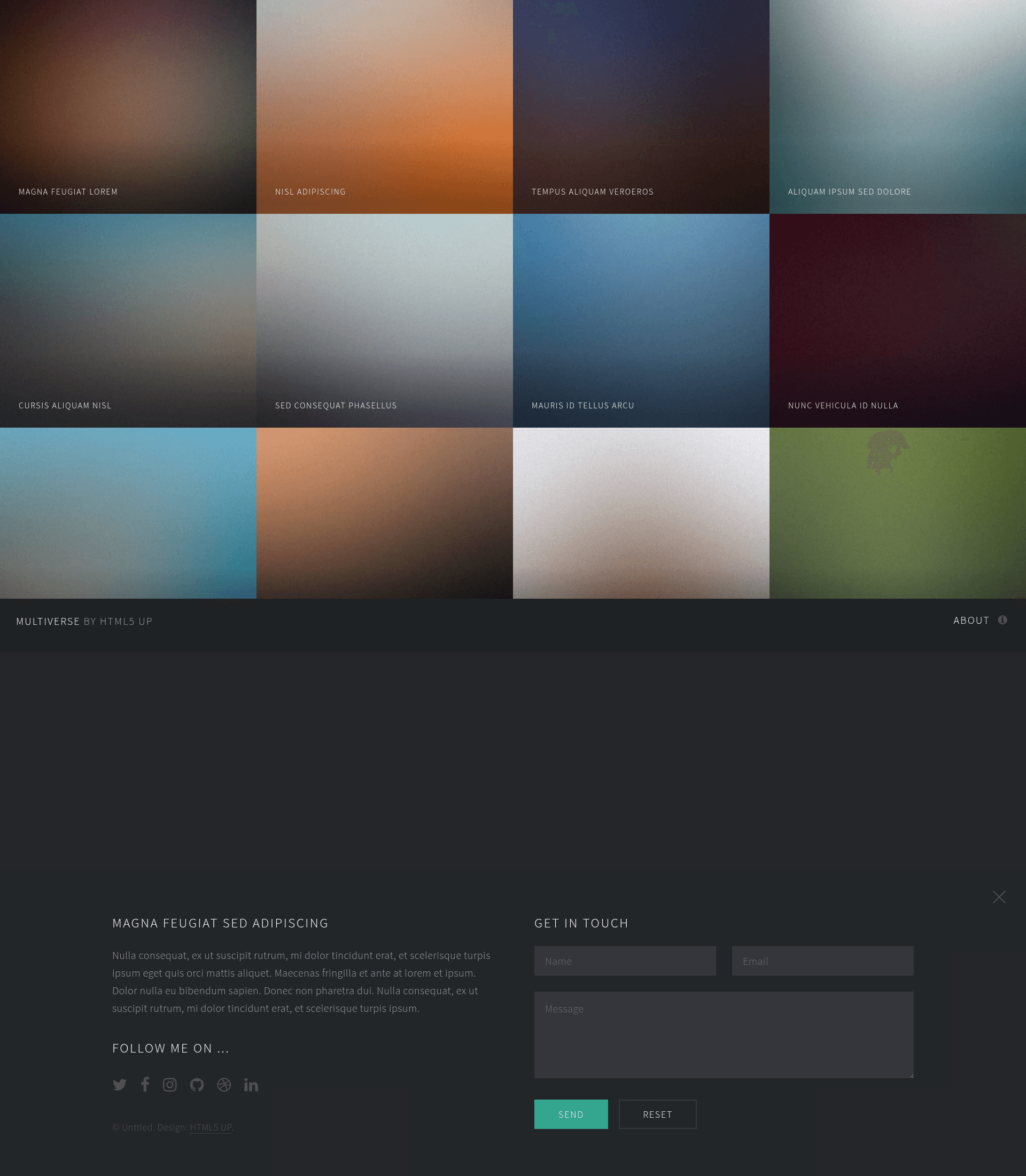 screenshot of Multiverse – Free HTML5 Photography Website Template on template0.com