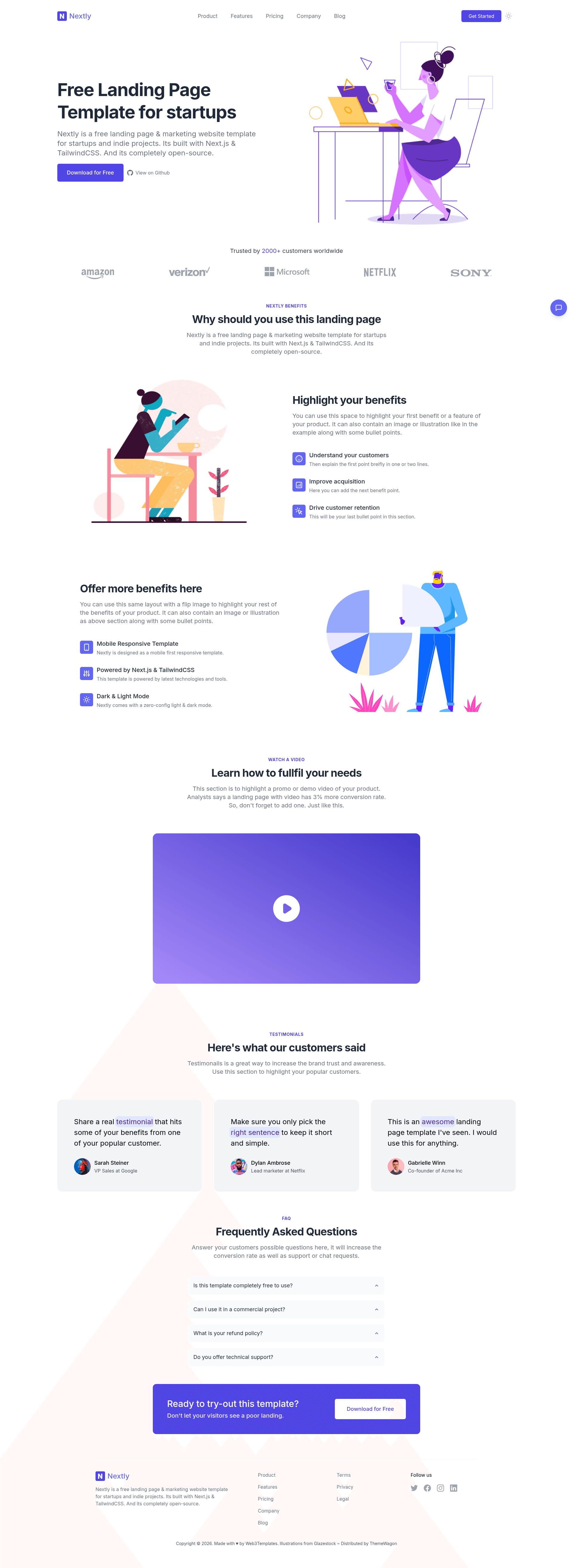 screenshot of Nextly on template0.com