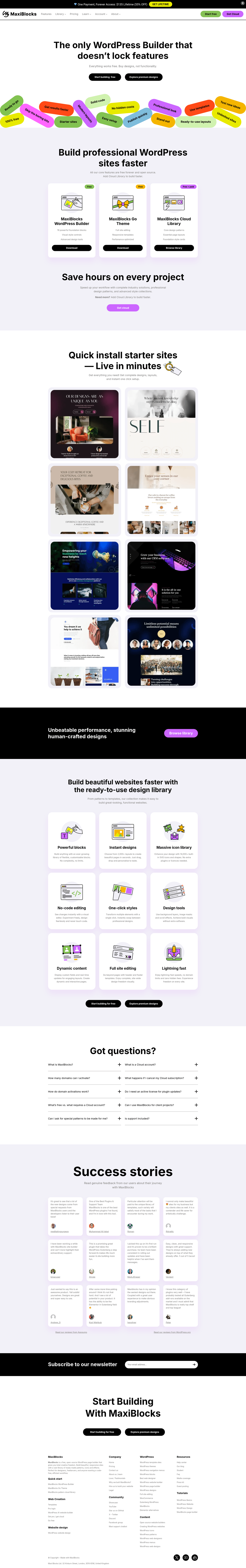 screenshot of MaxiBlocks Builder on template0.com
