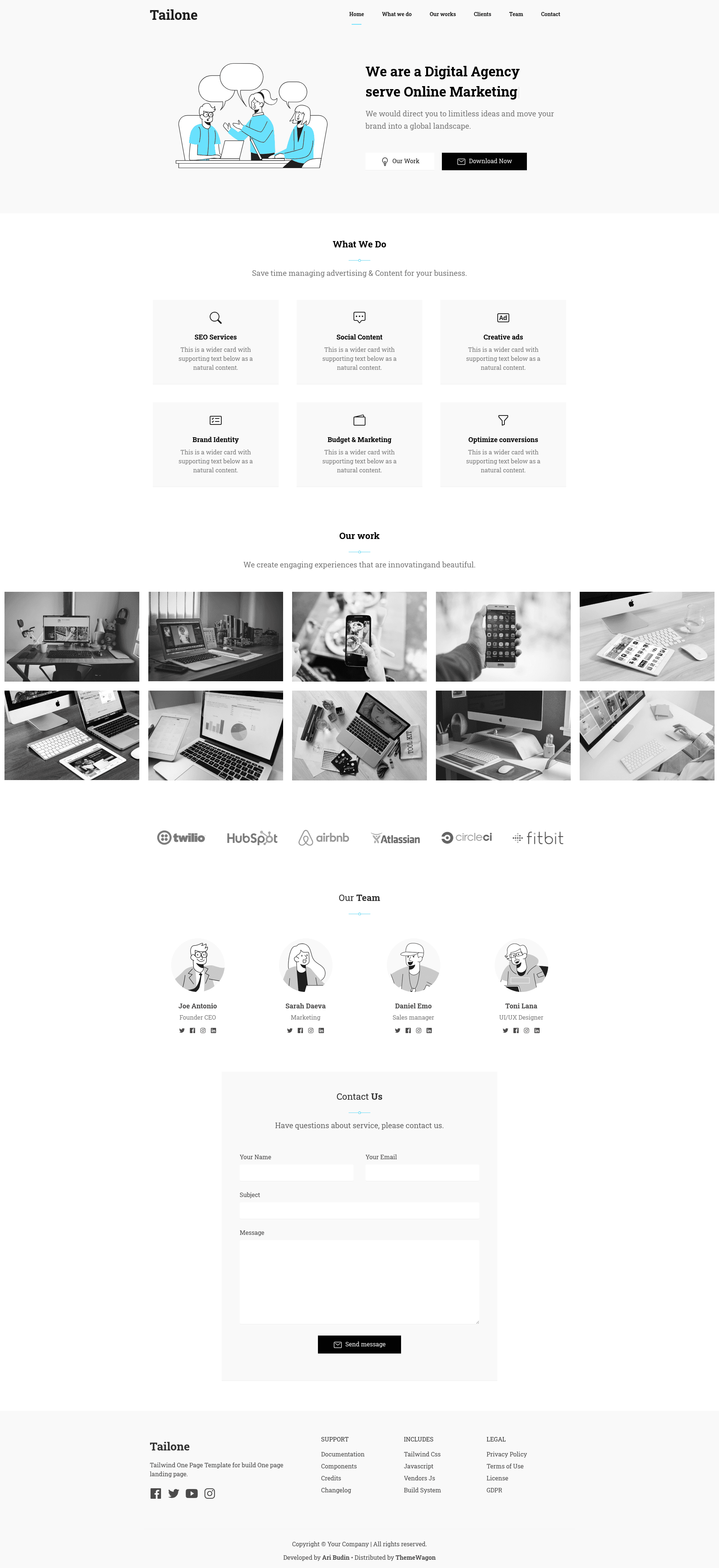 screenshot of Tailone on template0.com