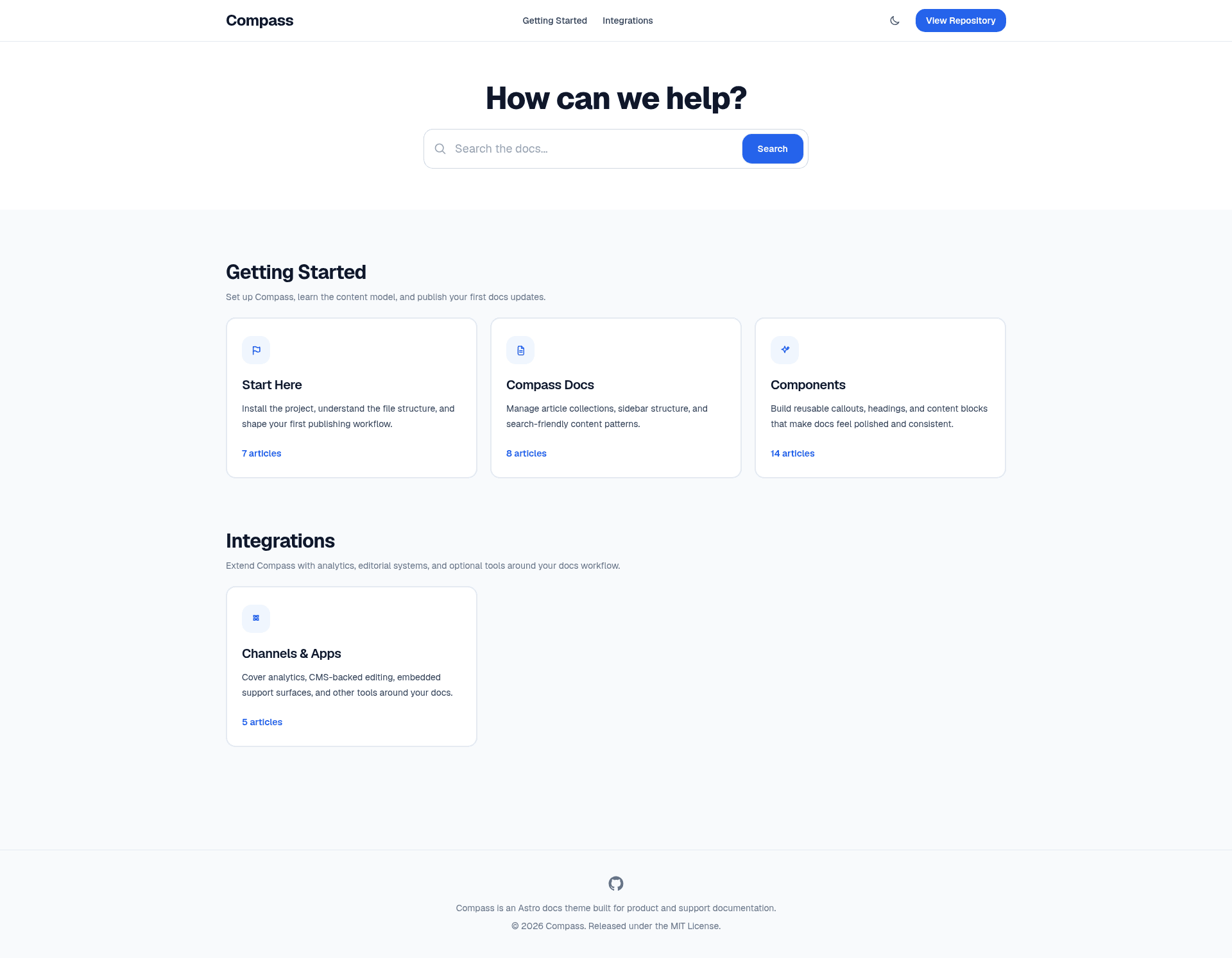 screenshot of Compass on template0.com