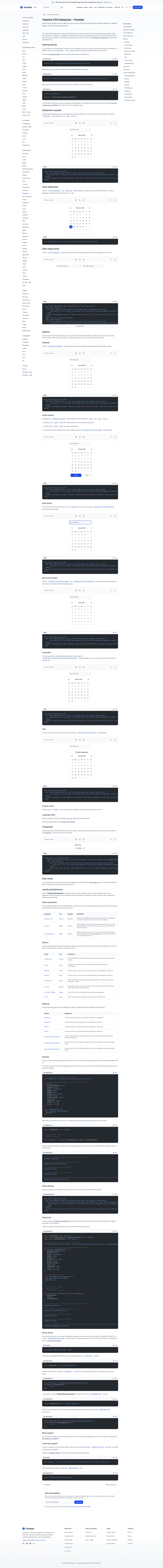 screenshot of Flowbite Datepicker on template0.com