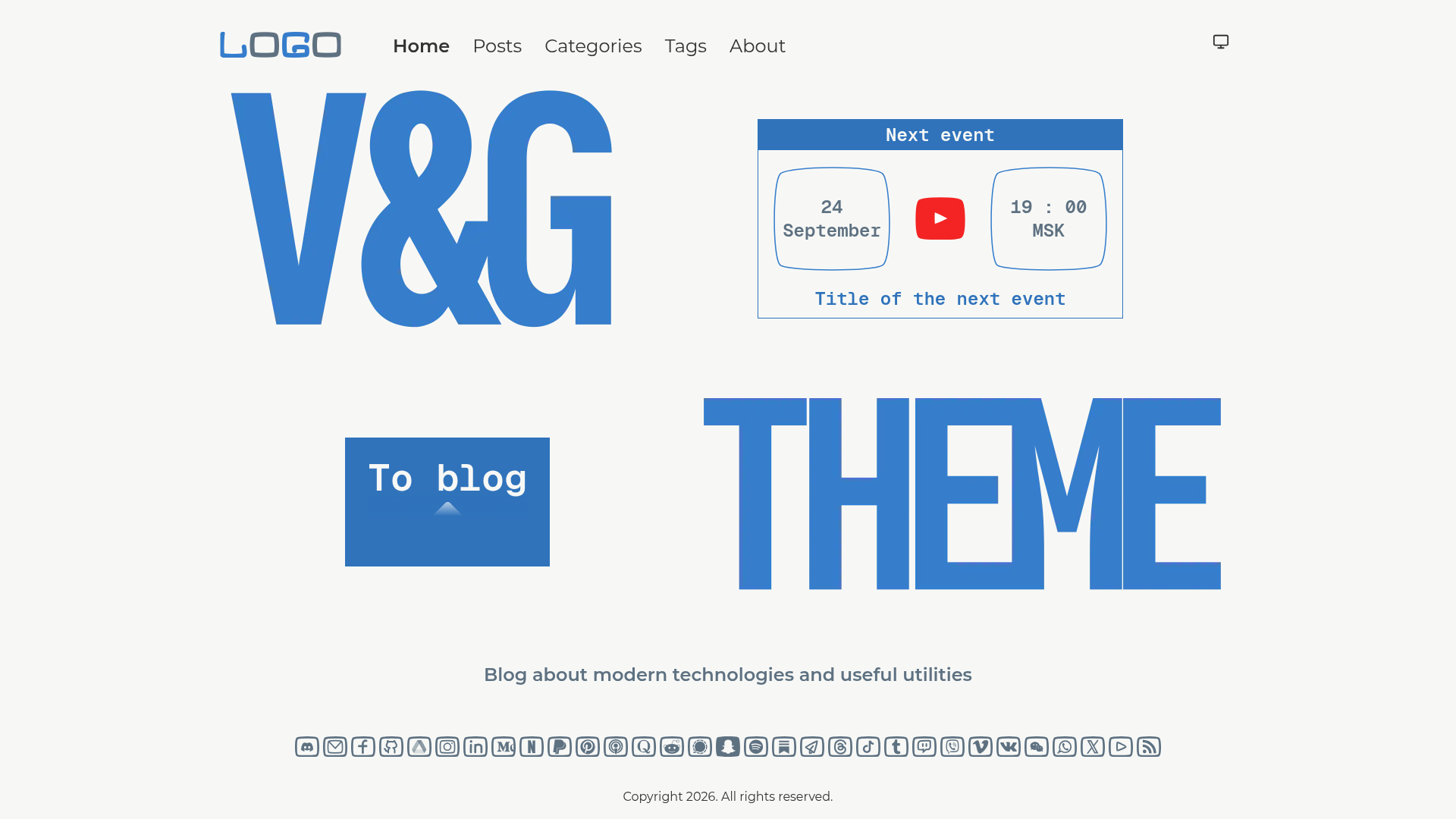 screenshot of V&G Blue on template0.com
