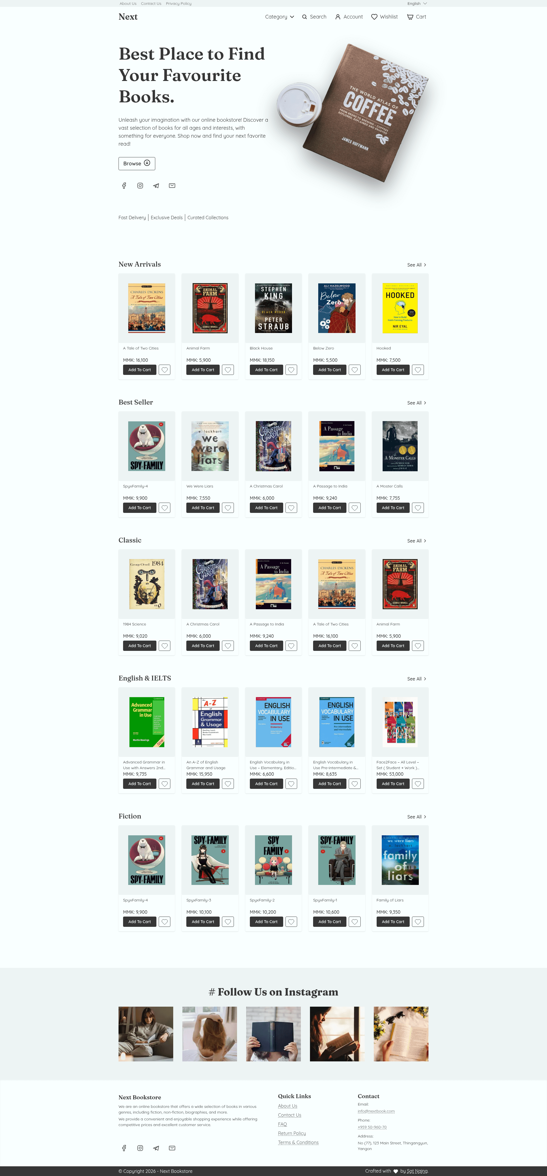 screenshot of Next Bookstore on template0.com