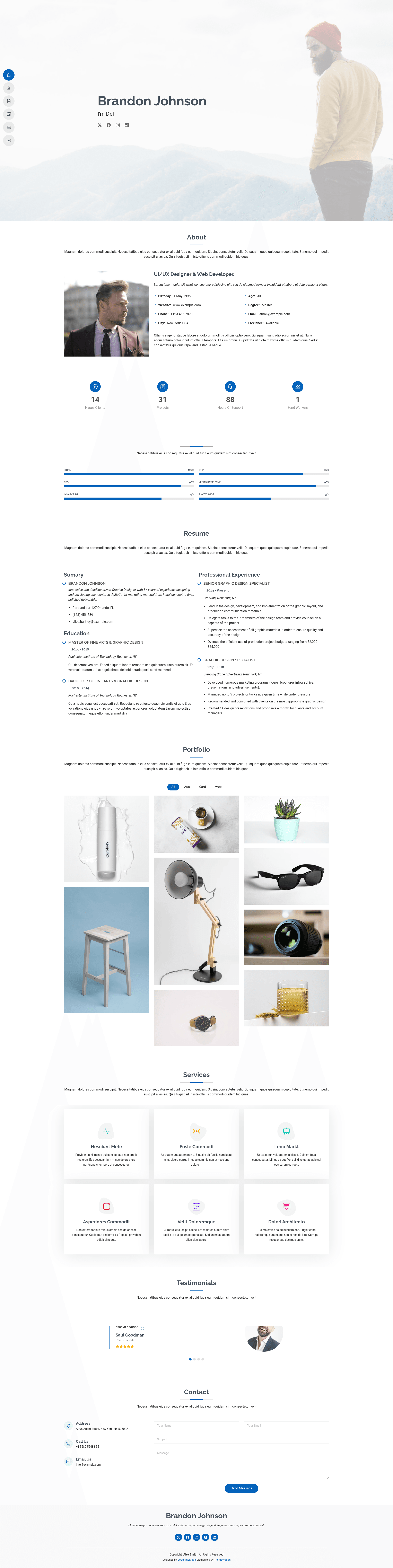 screenshot of MyResume – Bootstrap 5 Portfolio Template on template0.com