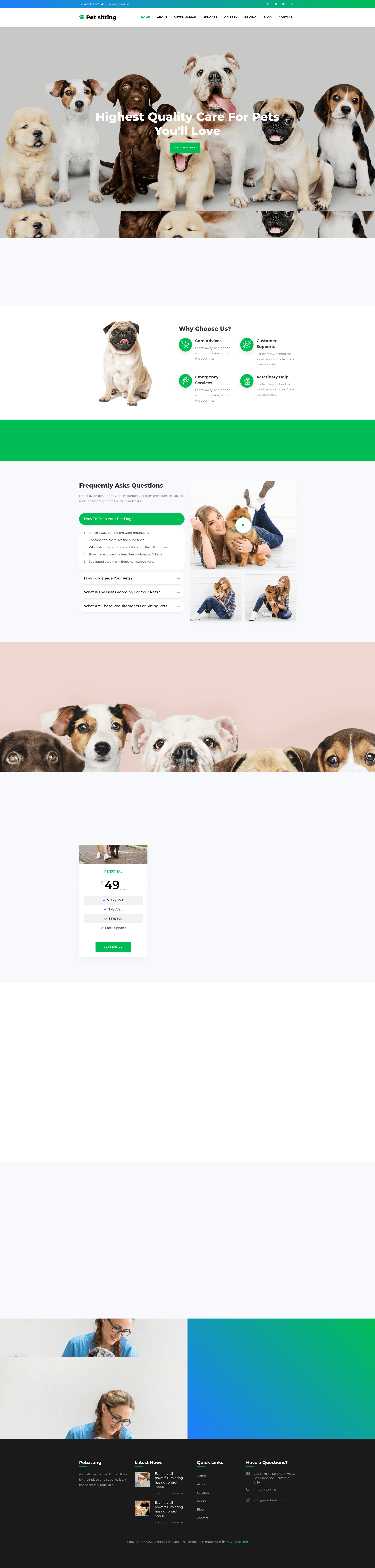 screenshot of PetSitting – Free Bootstrap 4 Pet & Animal Services Template on template0.com