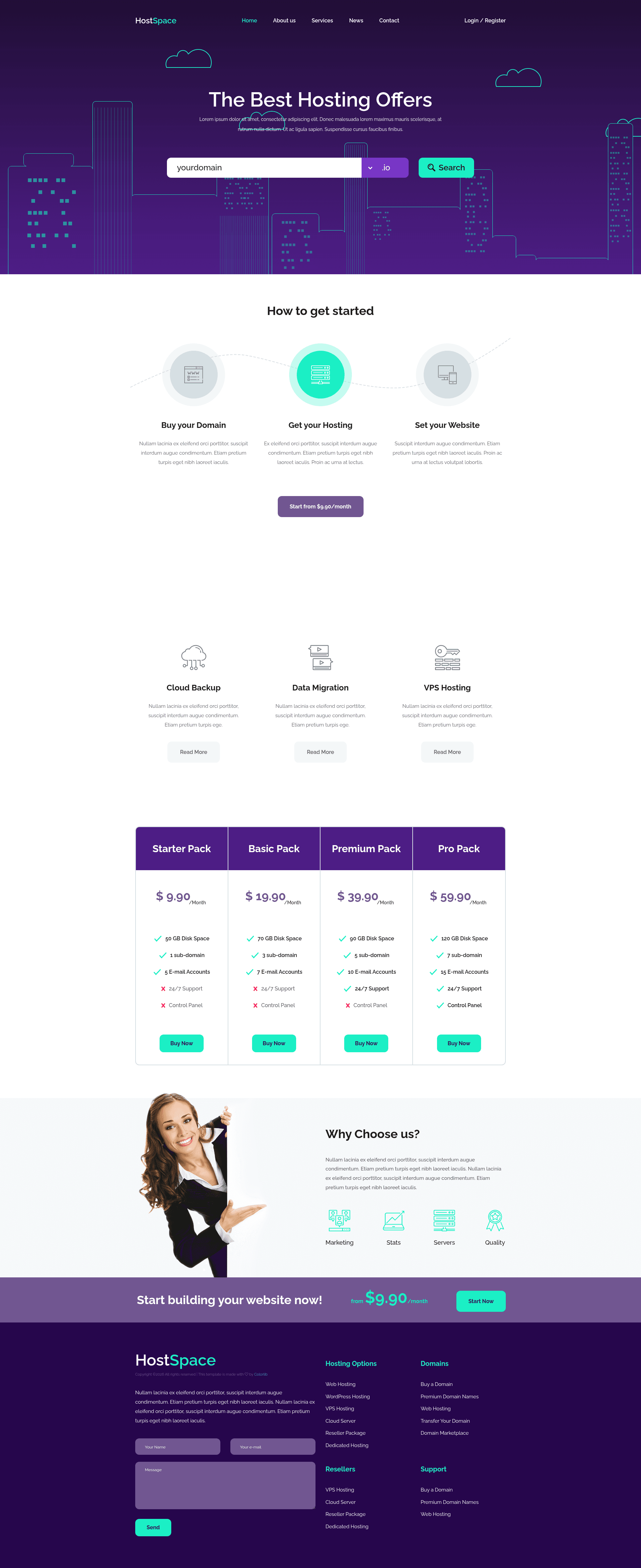screenshot of HostSpace on template0.com