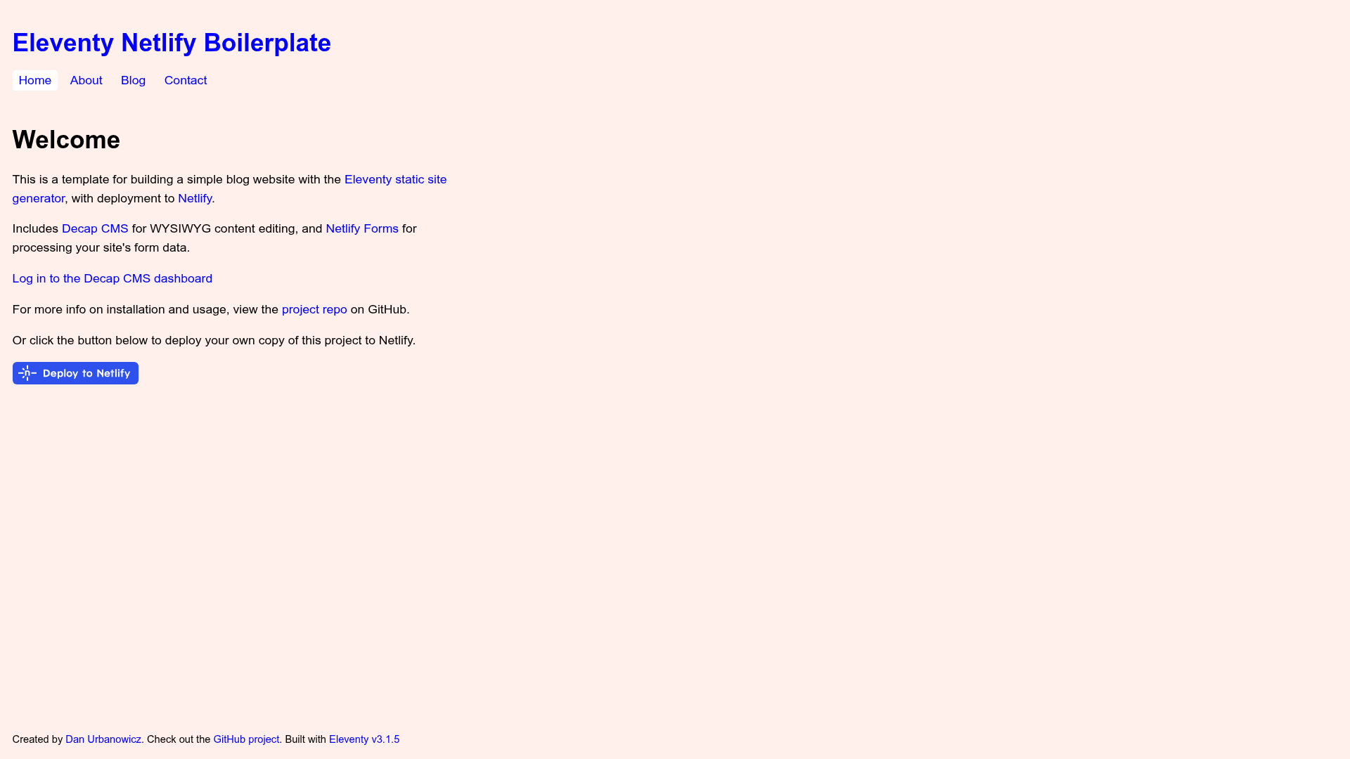 screenshot of Eleventy Netlify Boilerplate on template0.com
