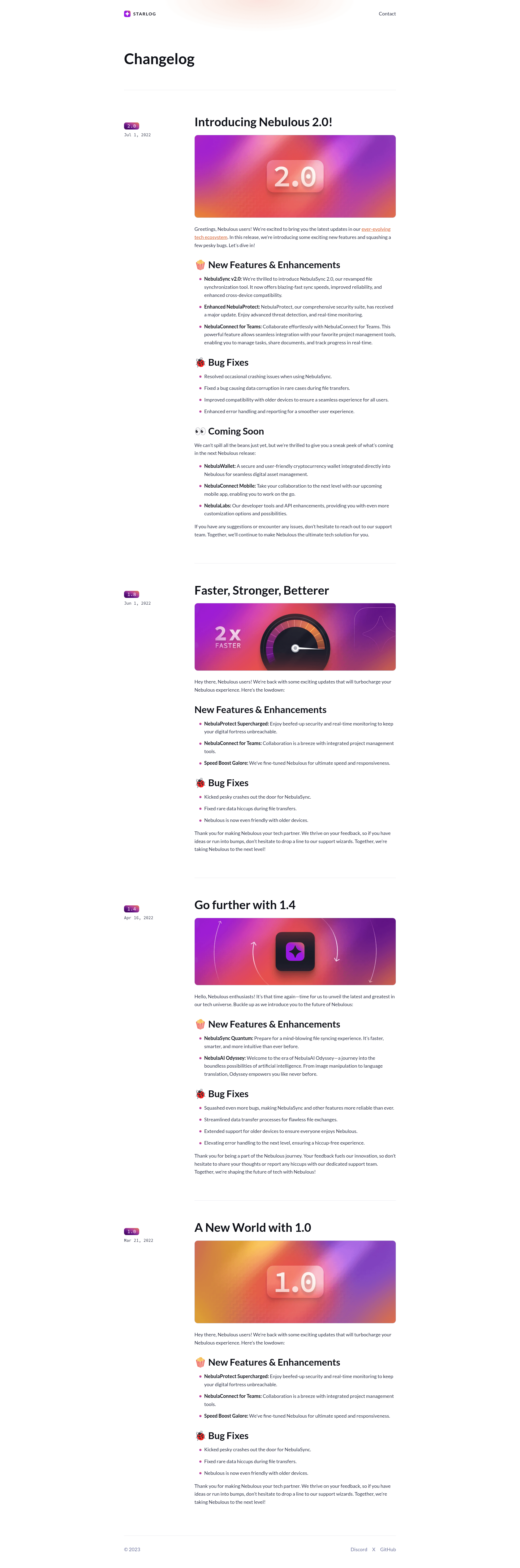 screenshot of Starlog on template0.com