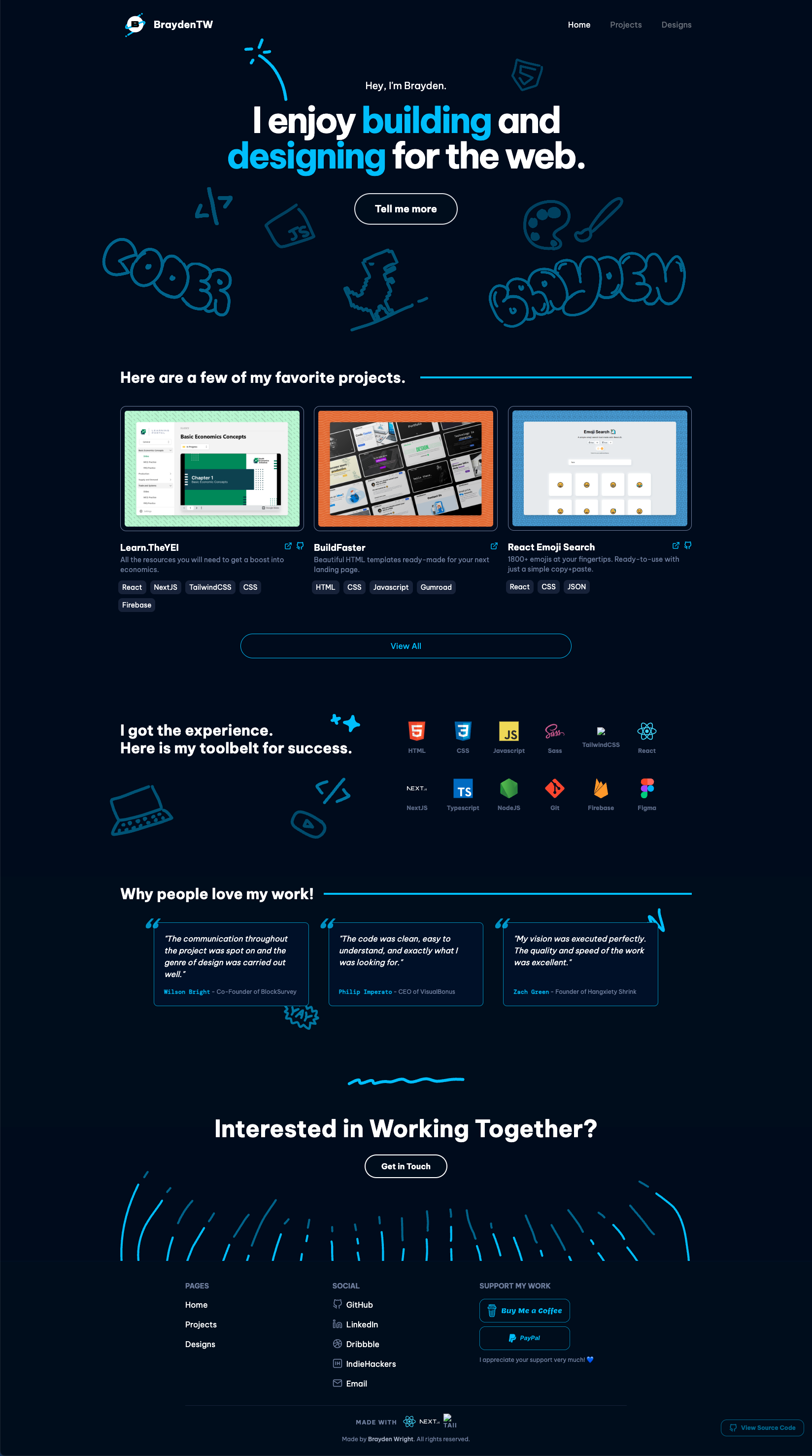 Image for Braydentw(portoflio nextjs template) on template0.com