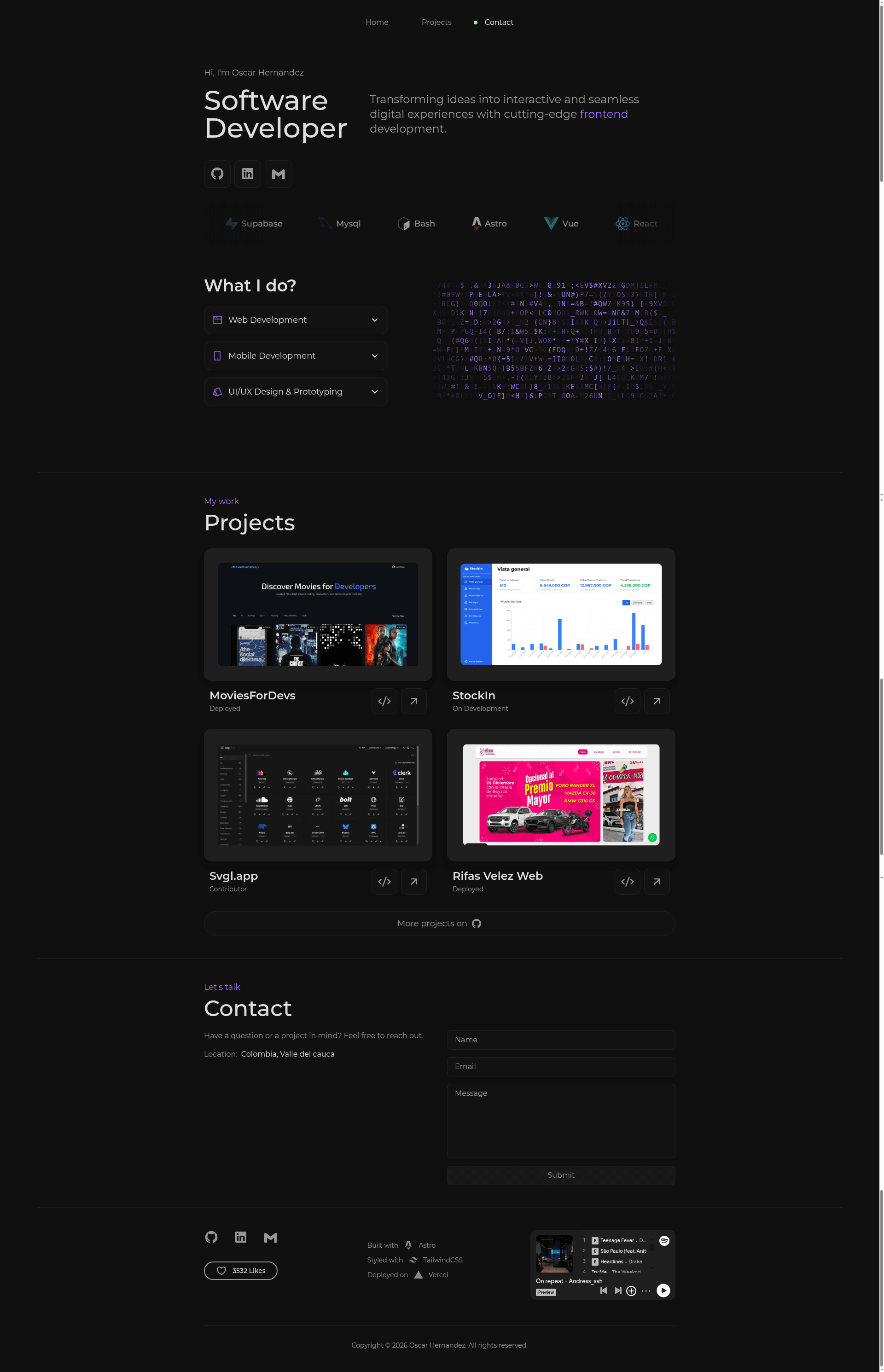 screenshot of Astro Portfolio on template0.com