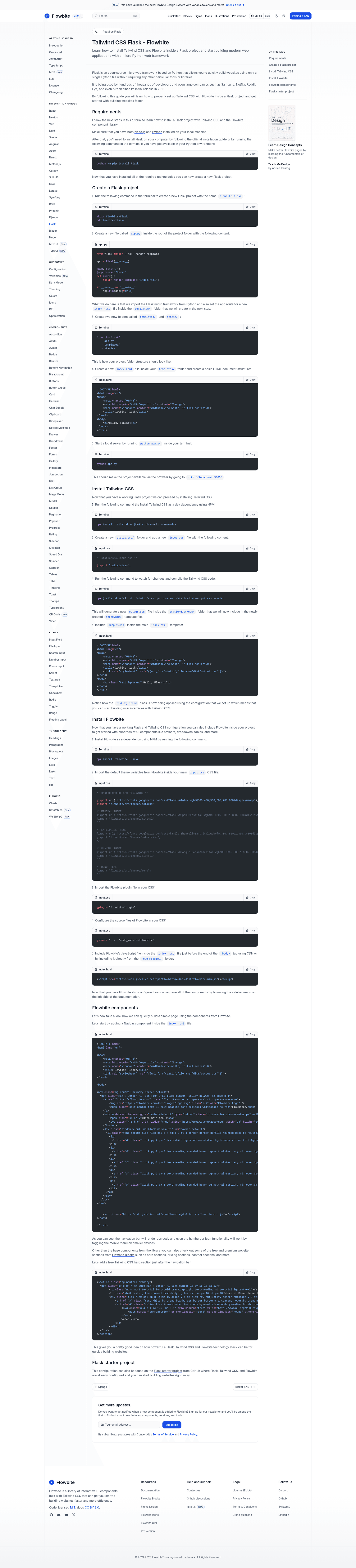 screenshot of tailwind-flask-starter on template0.com