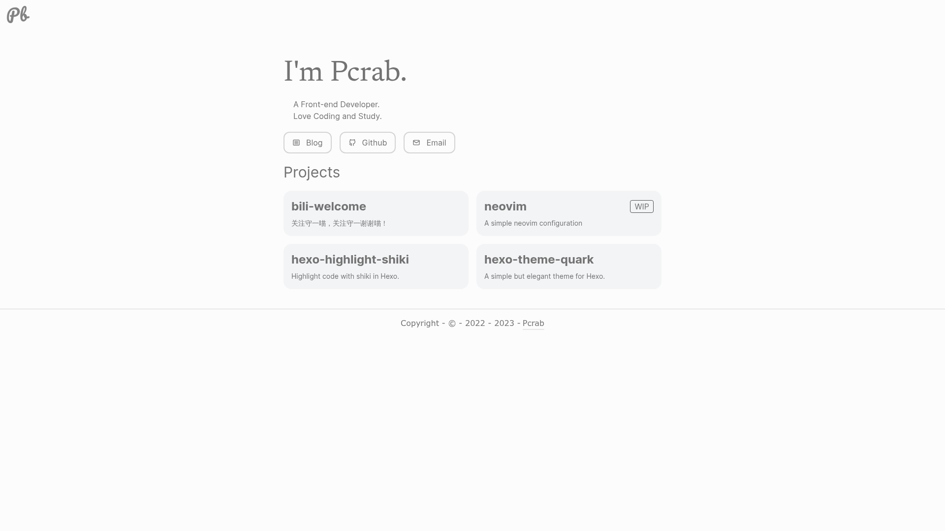 screenshot of Hexo Theme Quark on template0.com