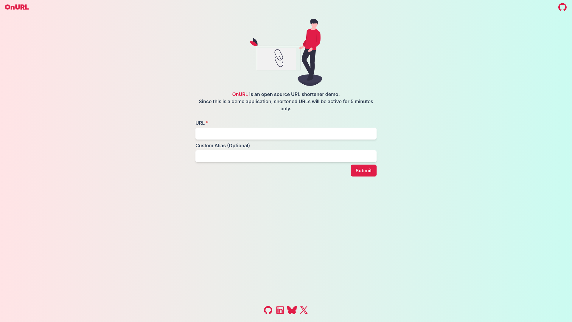 screenshot of OnURL on template0.com