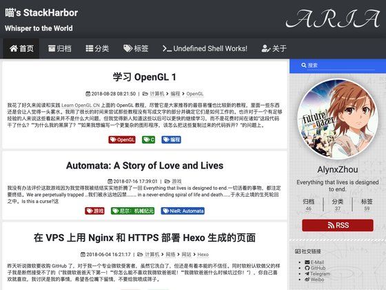 Image for hexo-theme-aria on template0.com Image for hexo-theme-aria on template0.com