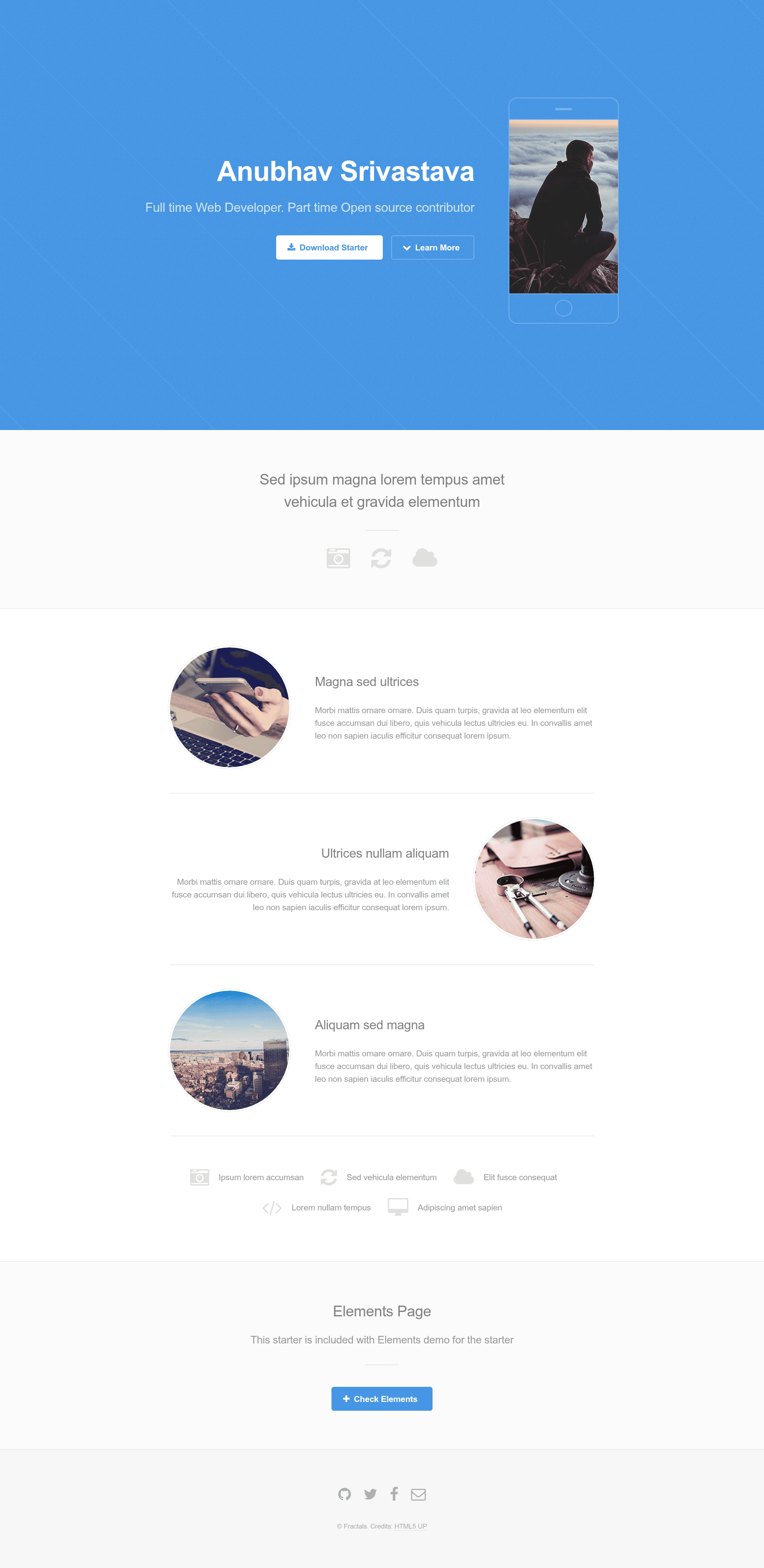 screenshot of Gatsby Starter Fractal on template0.com