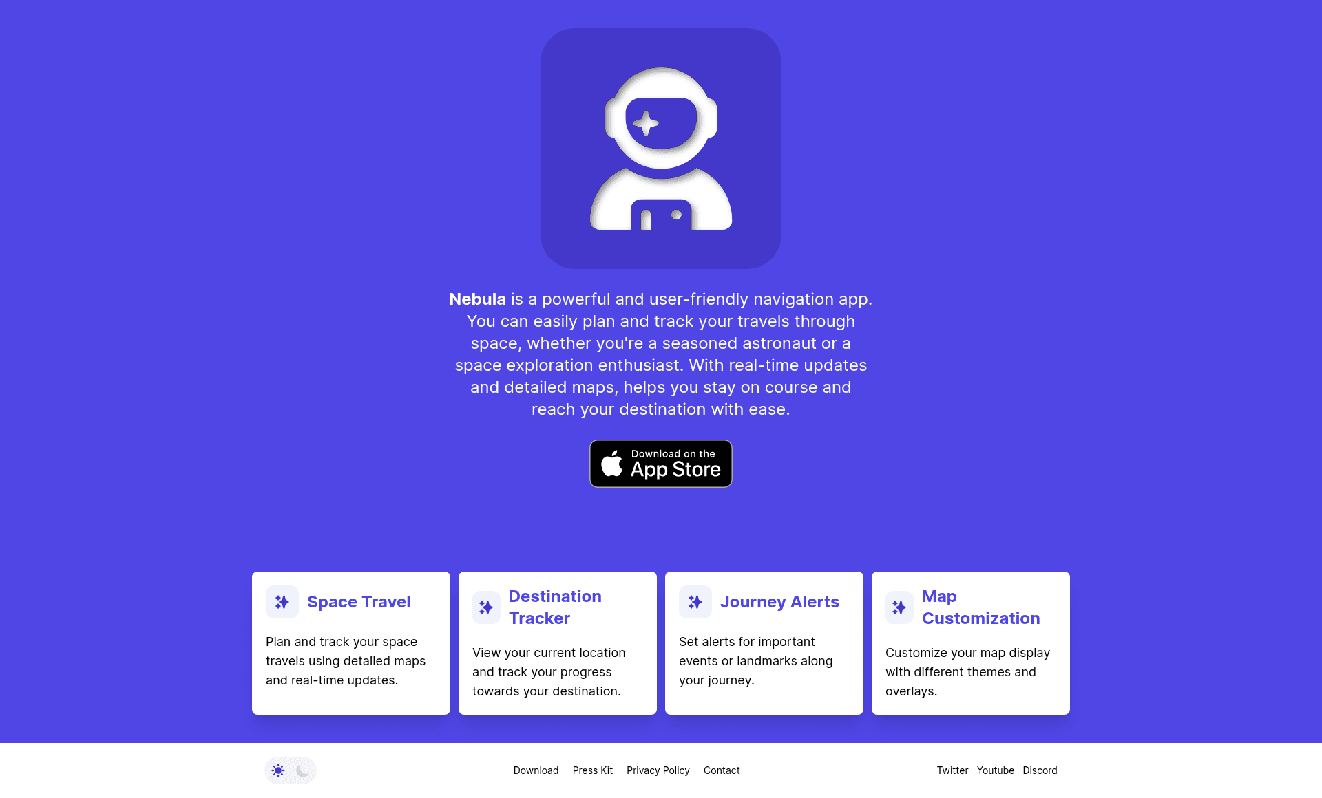 screenshot of Nebula 🔮 on template0.com