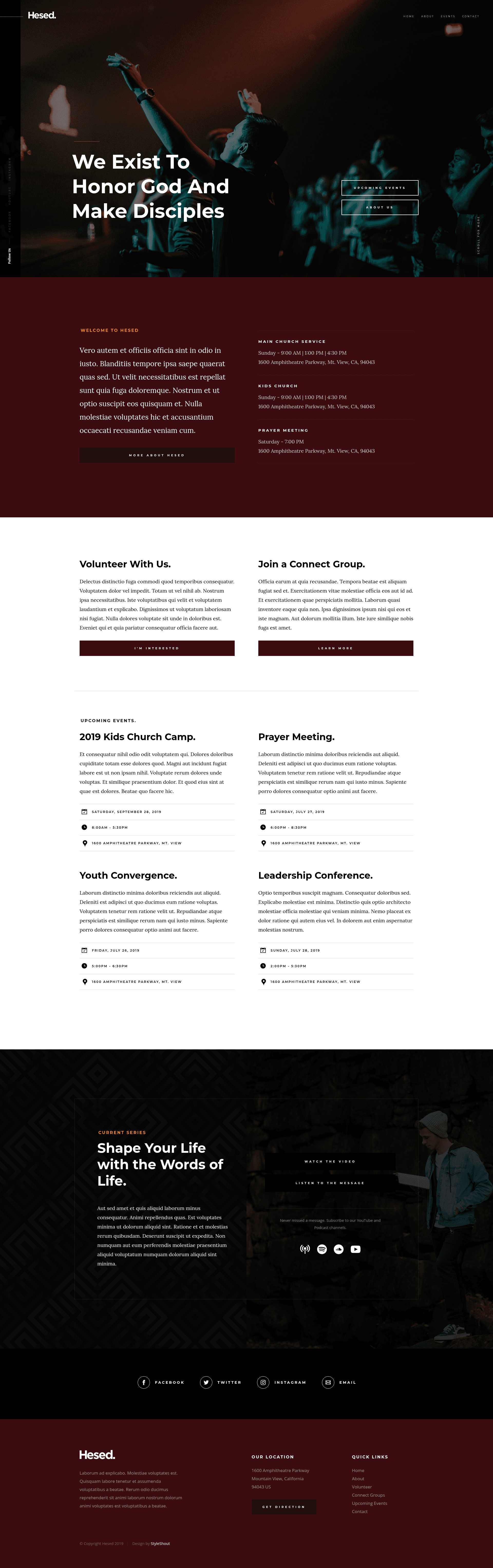 screenshot of Hesed – Free Responsive HTML5 Church Website Template on template0.com