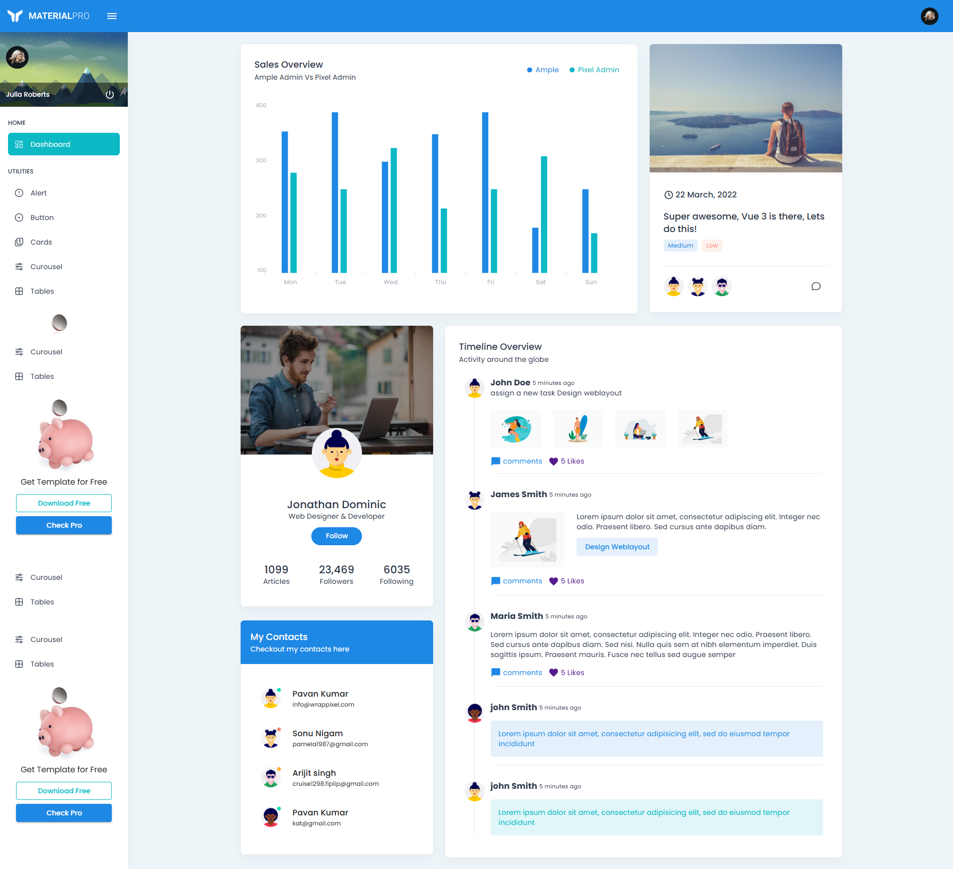 Image for MaterialPro Free NuxtJs Admin(dashboard nuxt template) on template0.com