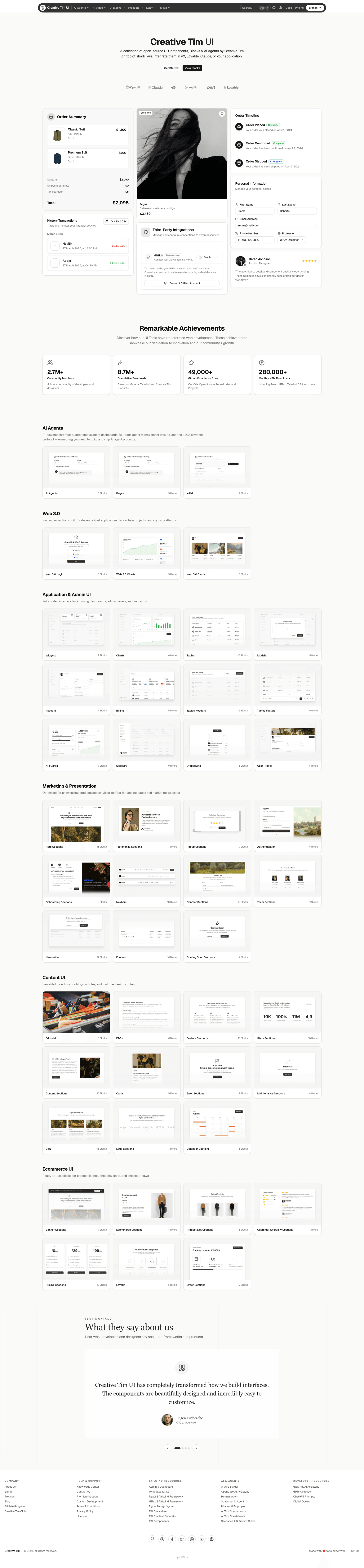screenshot of Creative Tim UI on template0.com
