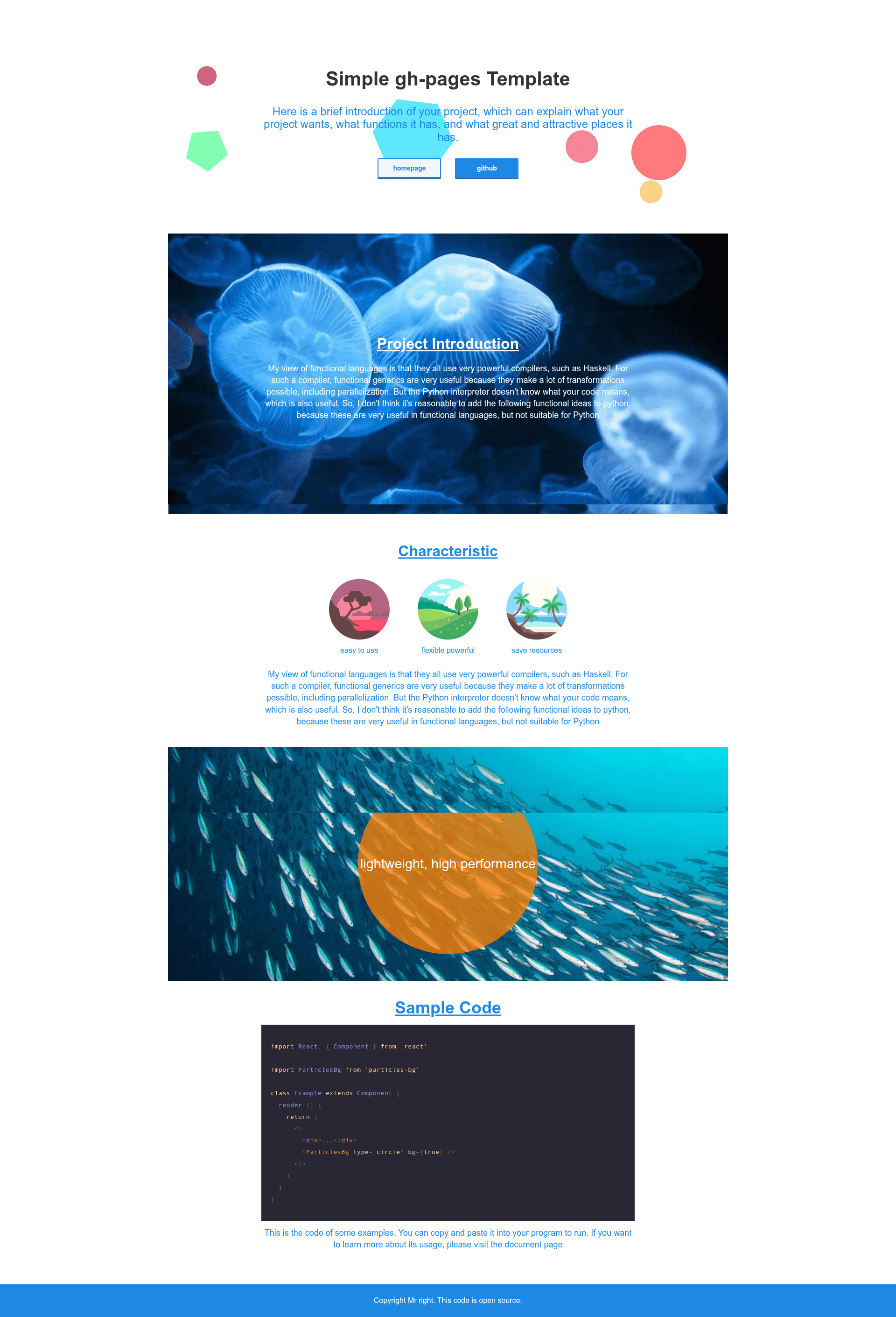 screenshot of gh-pages-theme on template0.com