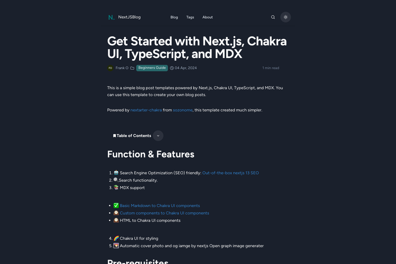 Image for nextjs-chakra-starter-blog on template0.com Image for nextjs-chakra-starter-blog on template0.com