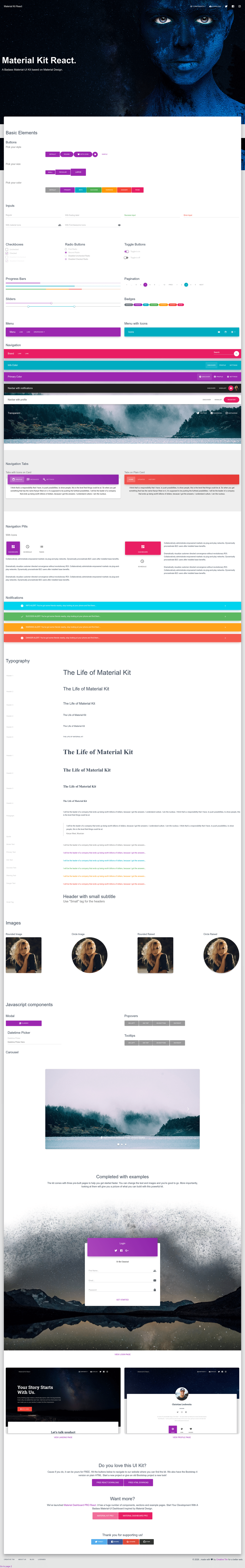 screenshot of Material Kit Gatsby on template0.com