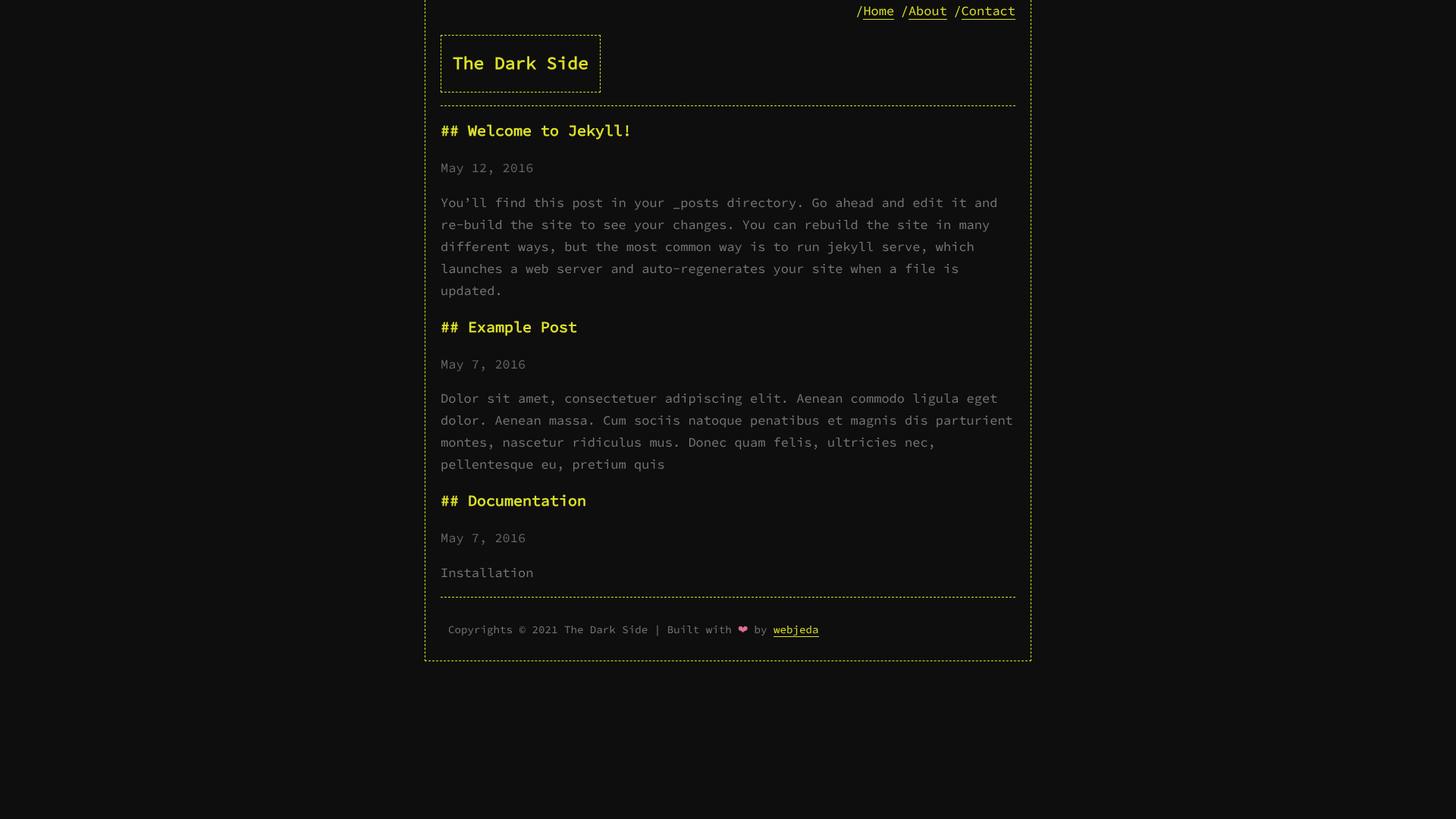screenshot of Dark Side on template0.com
