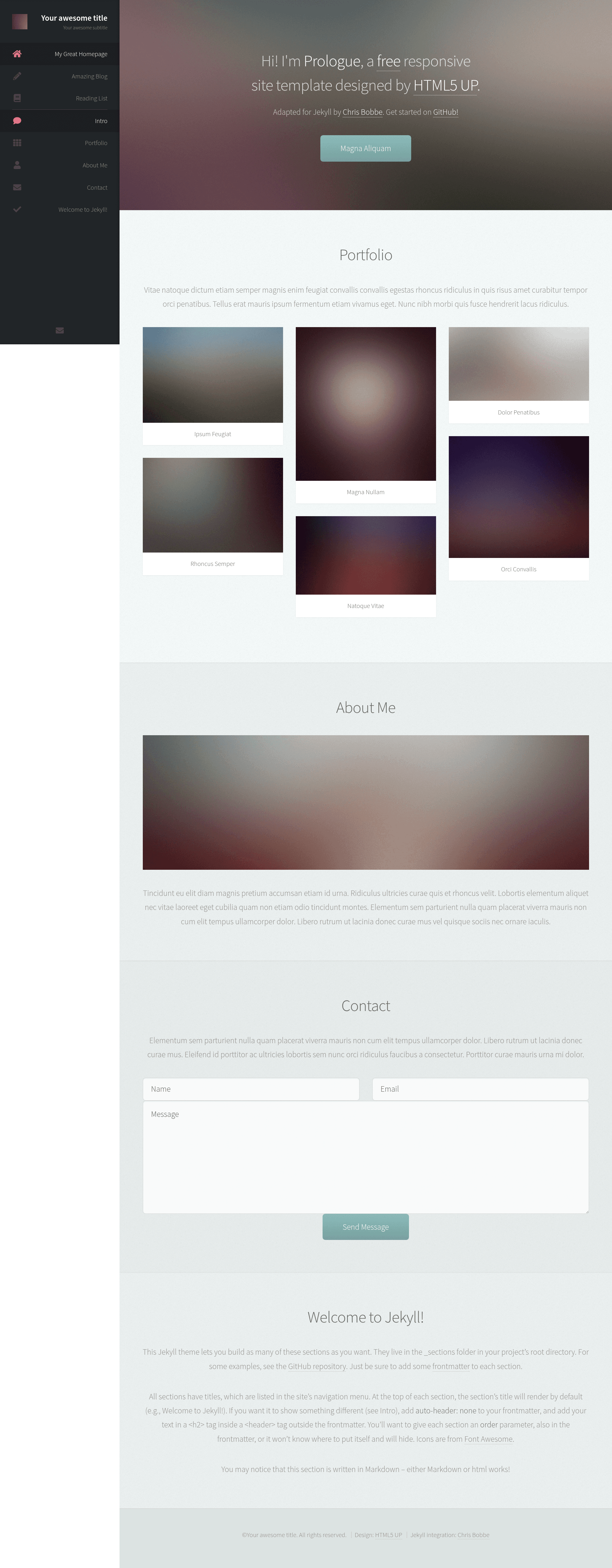 screenshot of Prologue on template0.com