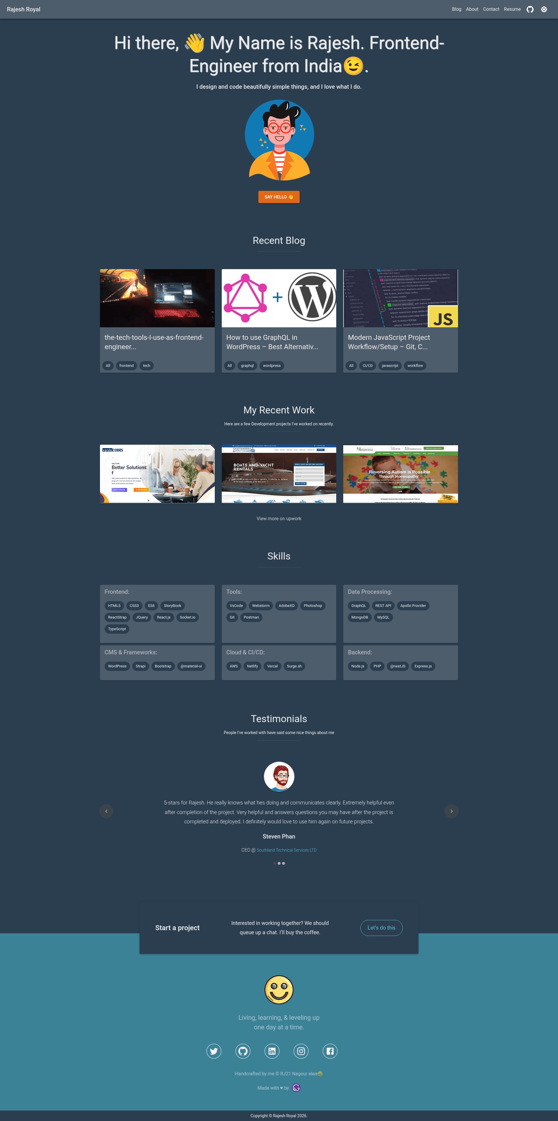 screenshot of Developer Portfolio Blog Ecommerce on template0.com