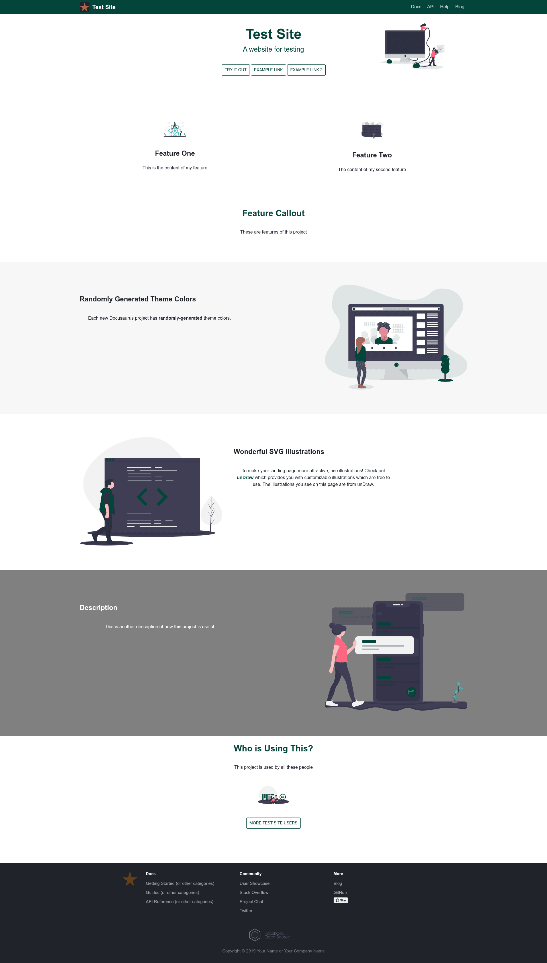 screenshot of Docusaurus on template0.com