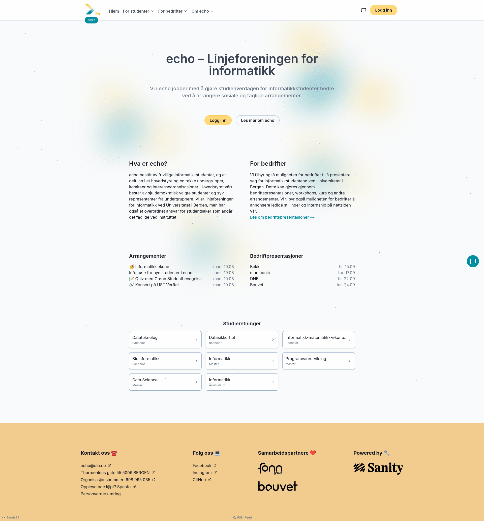 screenshot of Echo Web Frontend on template0.com