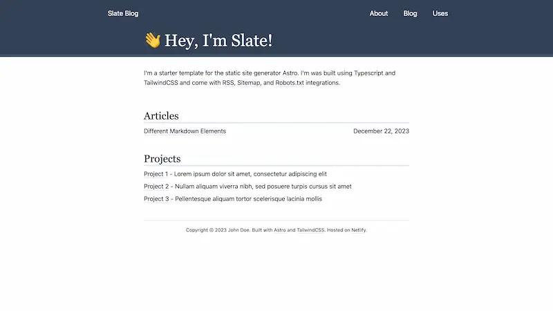 Slate Astro Template preview