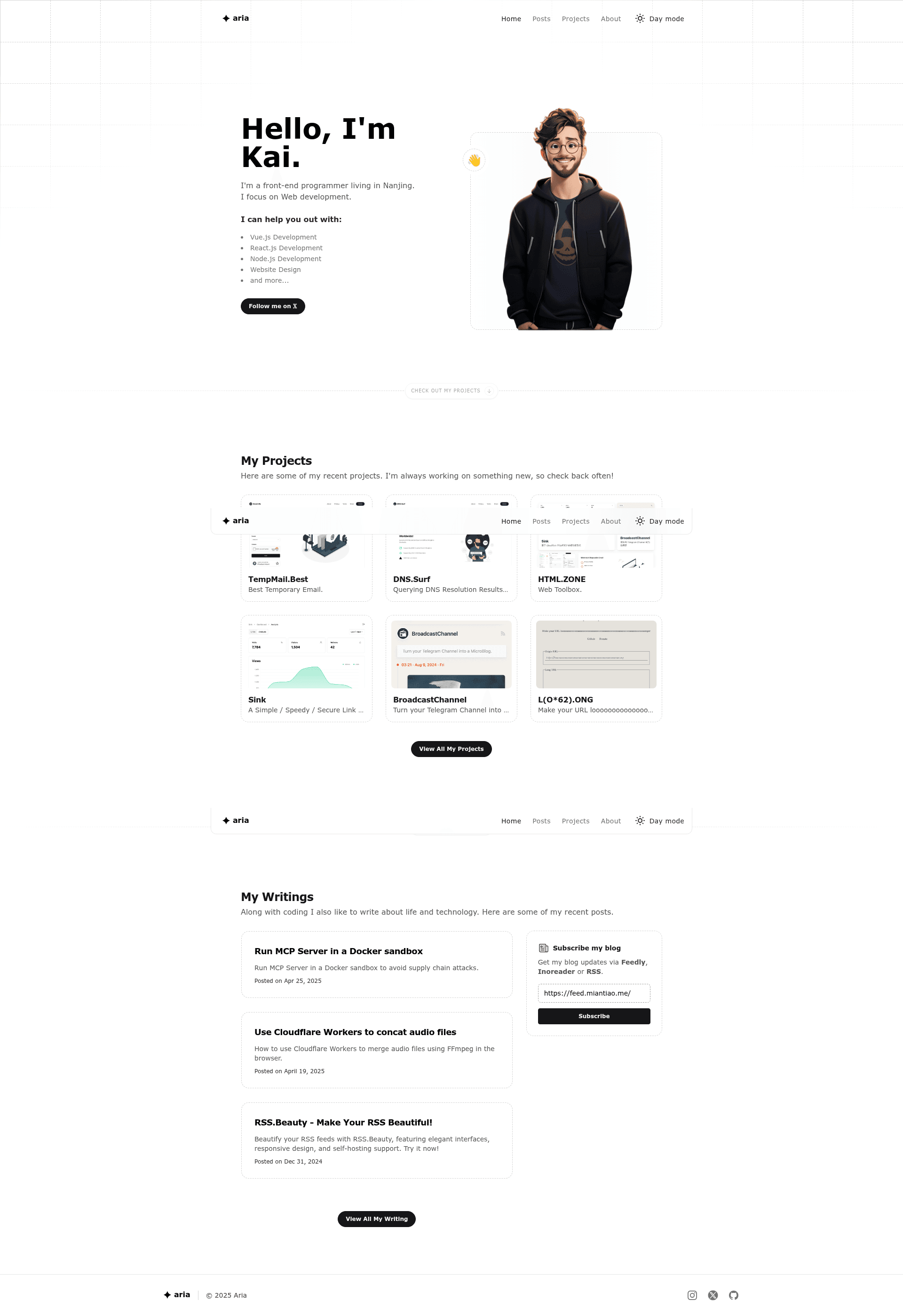 screenshot of Aria on template0.com