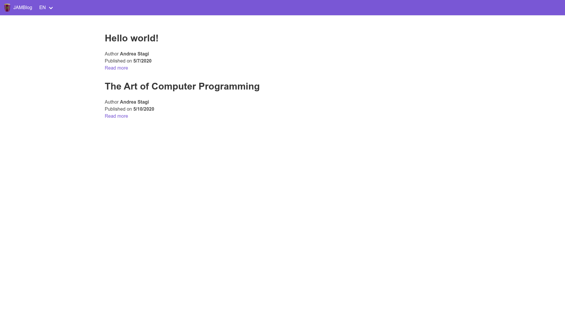 screenshot of Nuxt Strapi Multilanguage Blog on template0.com