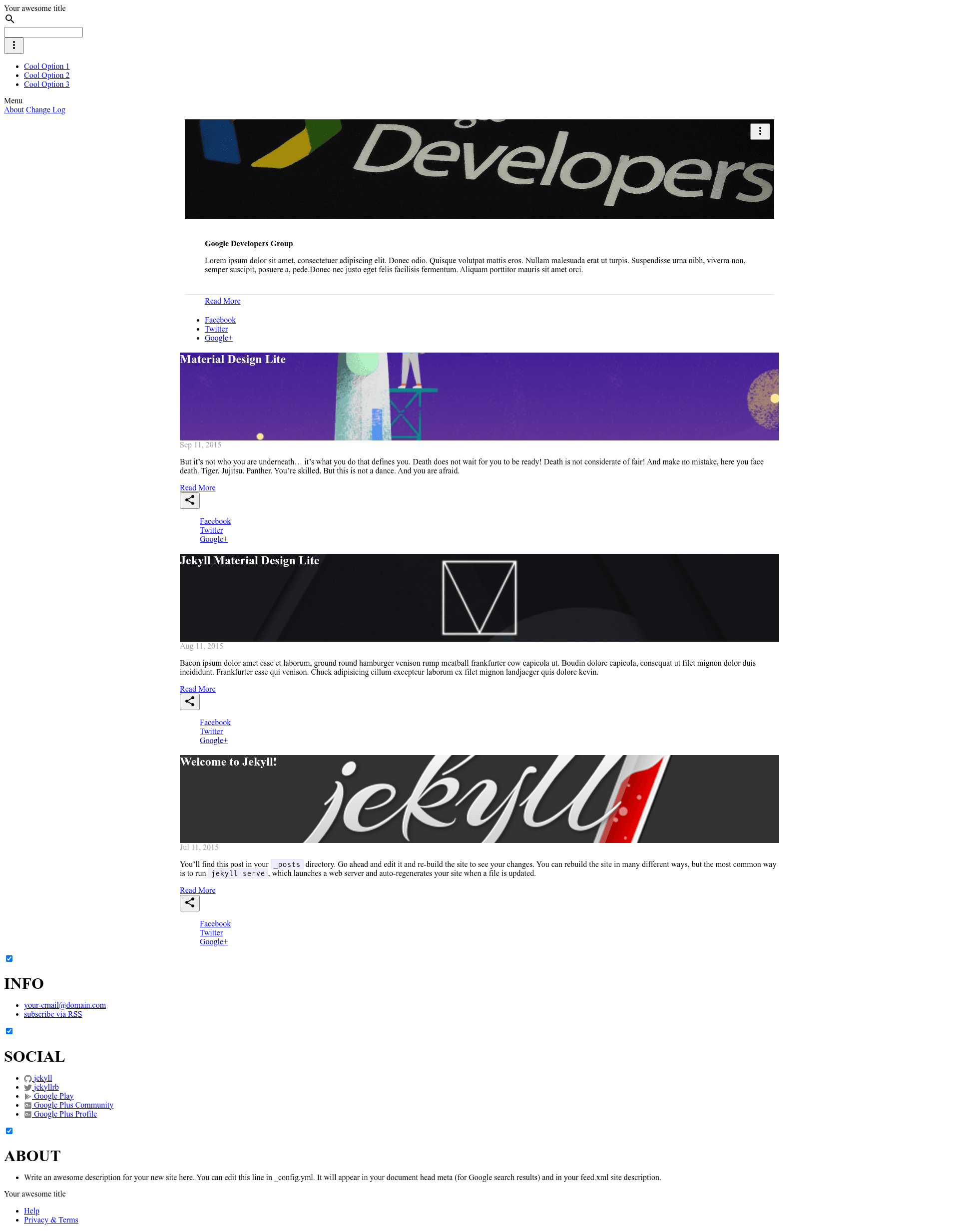 screenshot of Jekyll Material Design Lite on template0.com