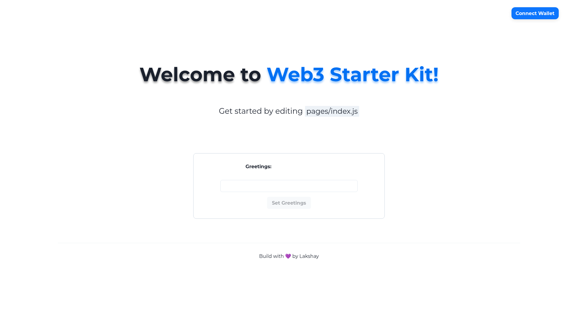 screenshot of Web3 Starter Kit on template0.com