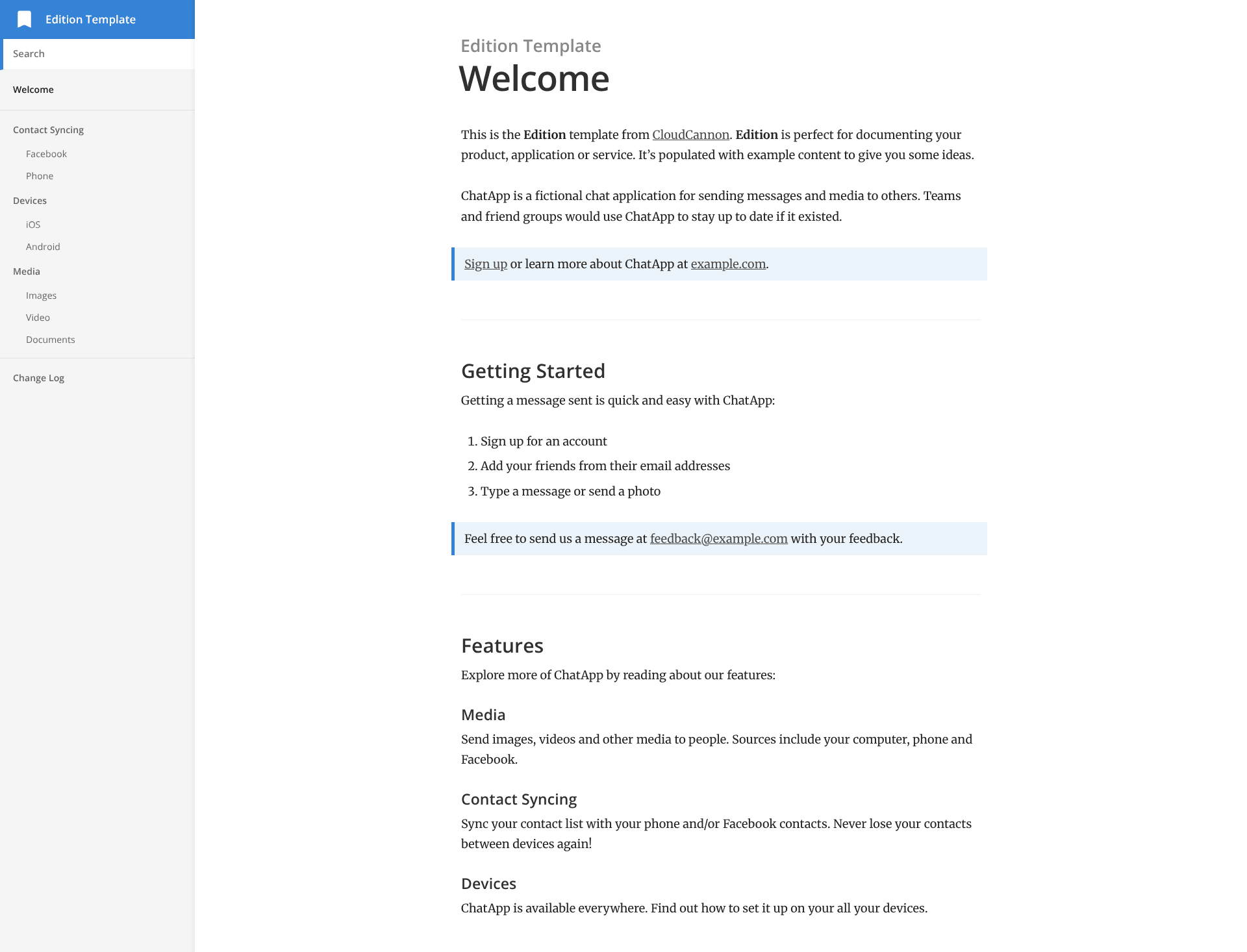 screenshot of Edition on template0.com